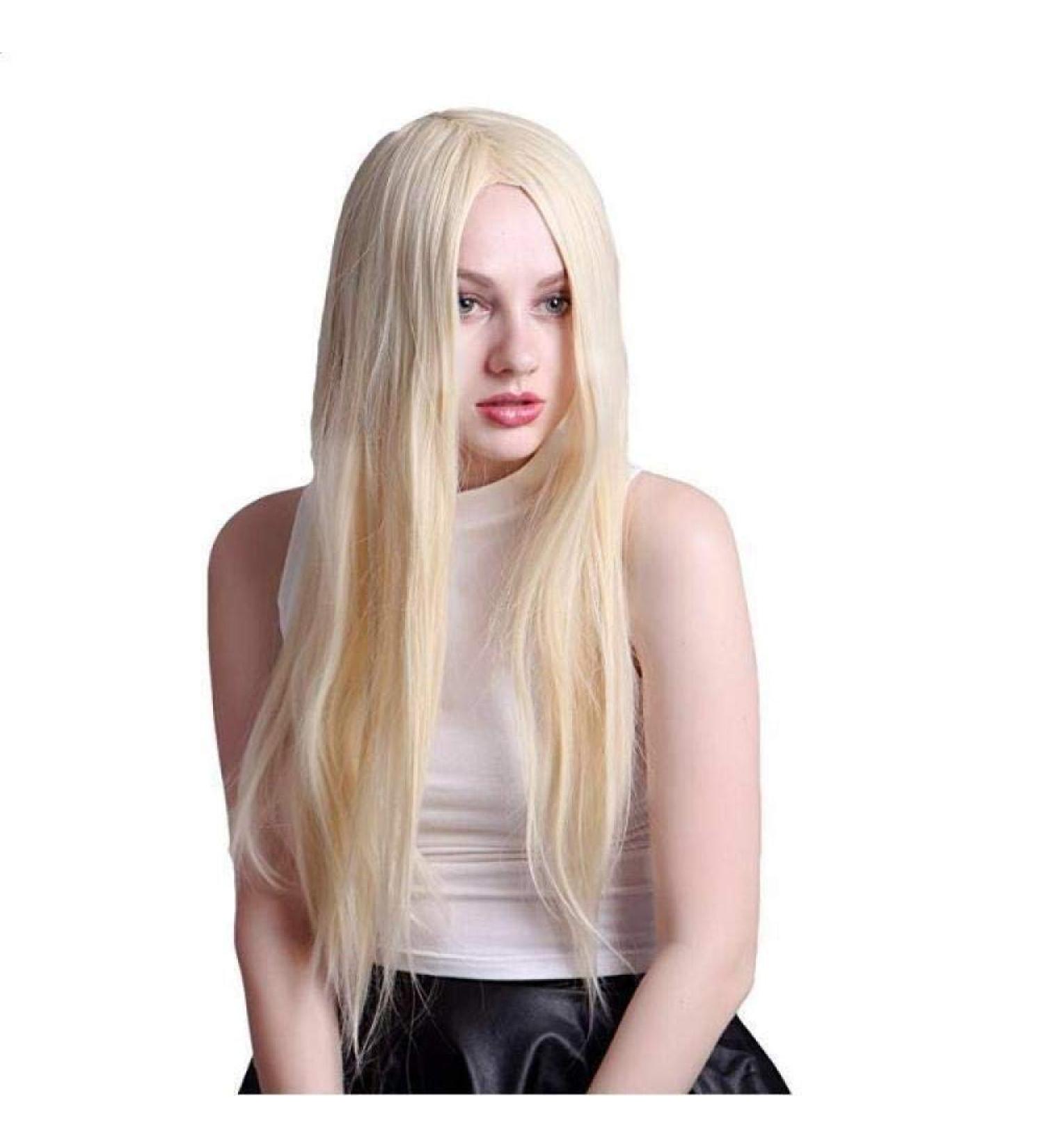 Buy Long Straight Hair Wig for Women - Fashionable Chemical Fiber Cosplay Wigs in Europe & America | Dark Brown & White Options - Buy Online on SooperMarket.com