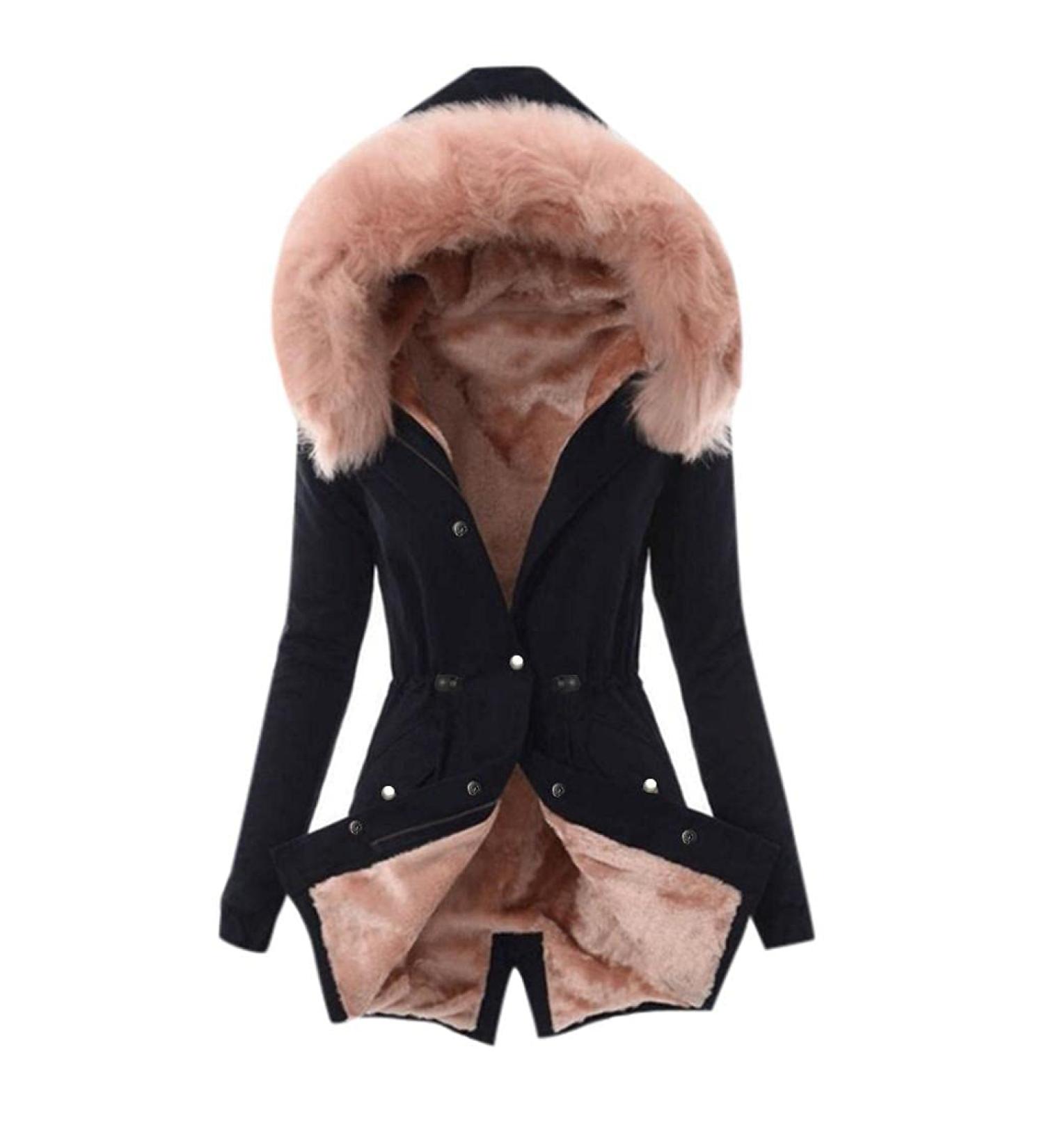 Ronony outdoor jacket with a hooded transition jacket pleasantly softshell jackets women suitable fleece jacket thick warm hooded jacket autumn winter functional coat casual slim fit sustainable jacket l 1#pink
