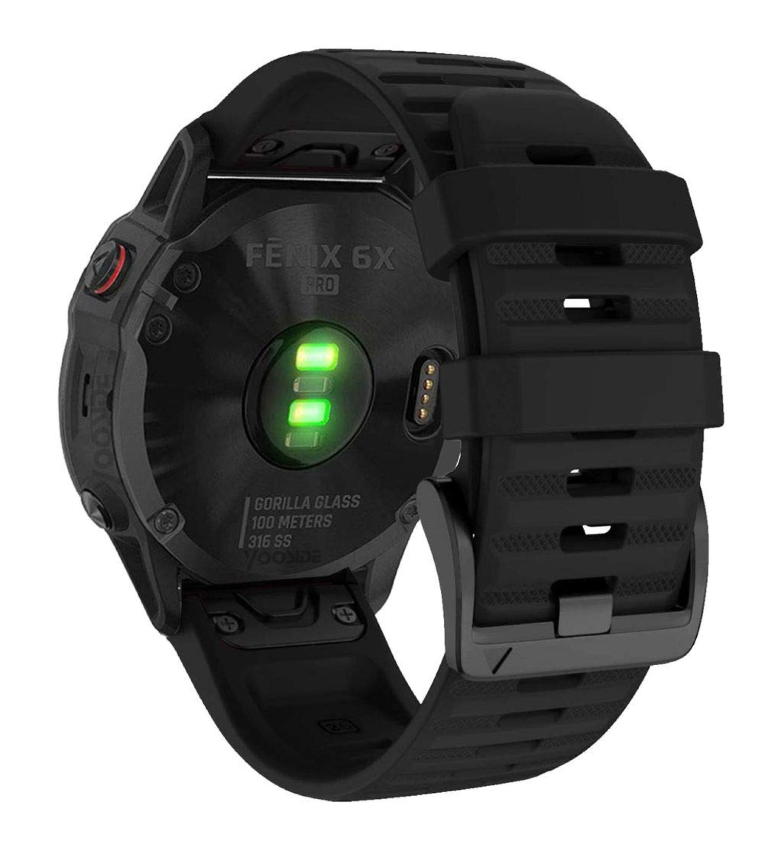 YOOSIDE Quick Easy Fit Watch Band for Garmin Fenix 6X Pro/Sapphire 26mm Soft Non-allergenic Silicone Sport Waterproof Wristband Strap for Garmin Fenix 5X/5X Plus Fenix 3 Quatix 3 Tactix Bravo(Black) - Buy Online on SooperMarket.com