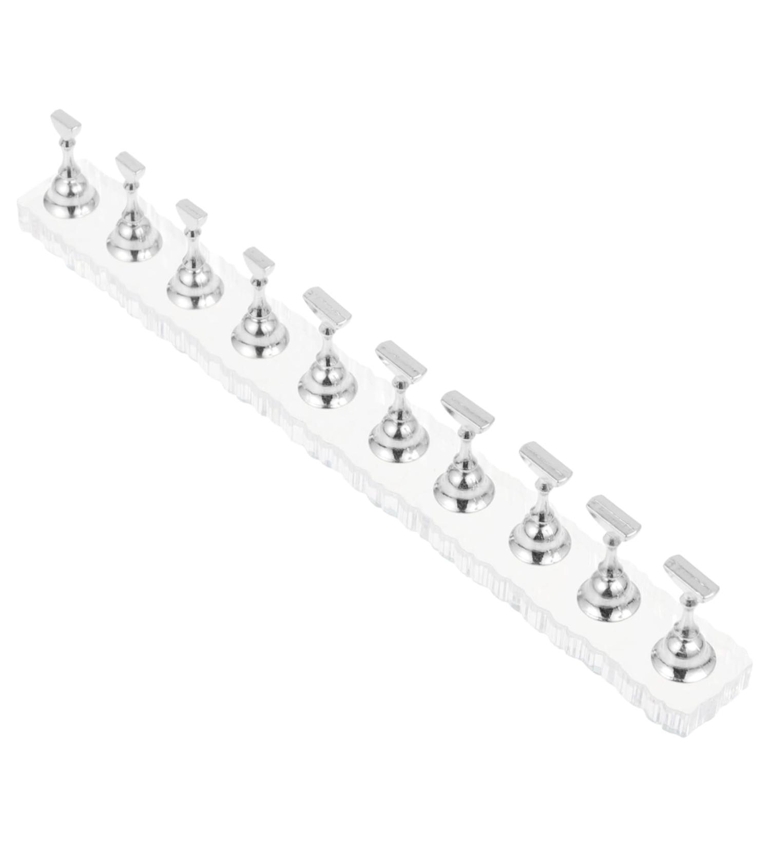 WOFASHPURET Metal Stand 1 Set Nail Art Base Press on Nail Stand Beauty Nail Display Acrylic Metal Nail Mud Creative Nail Display 19.50X2.00X0.80CM Silver - Buy Online on SooperMarket.com