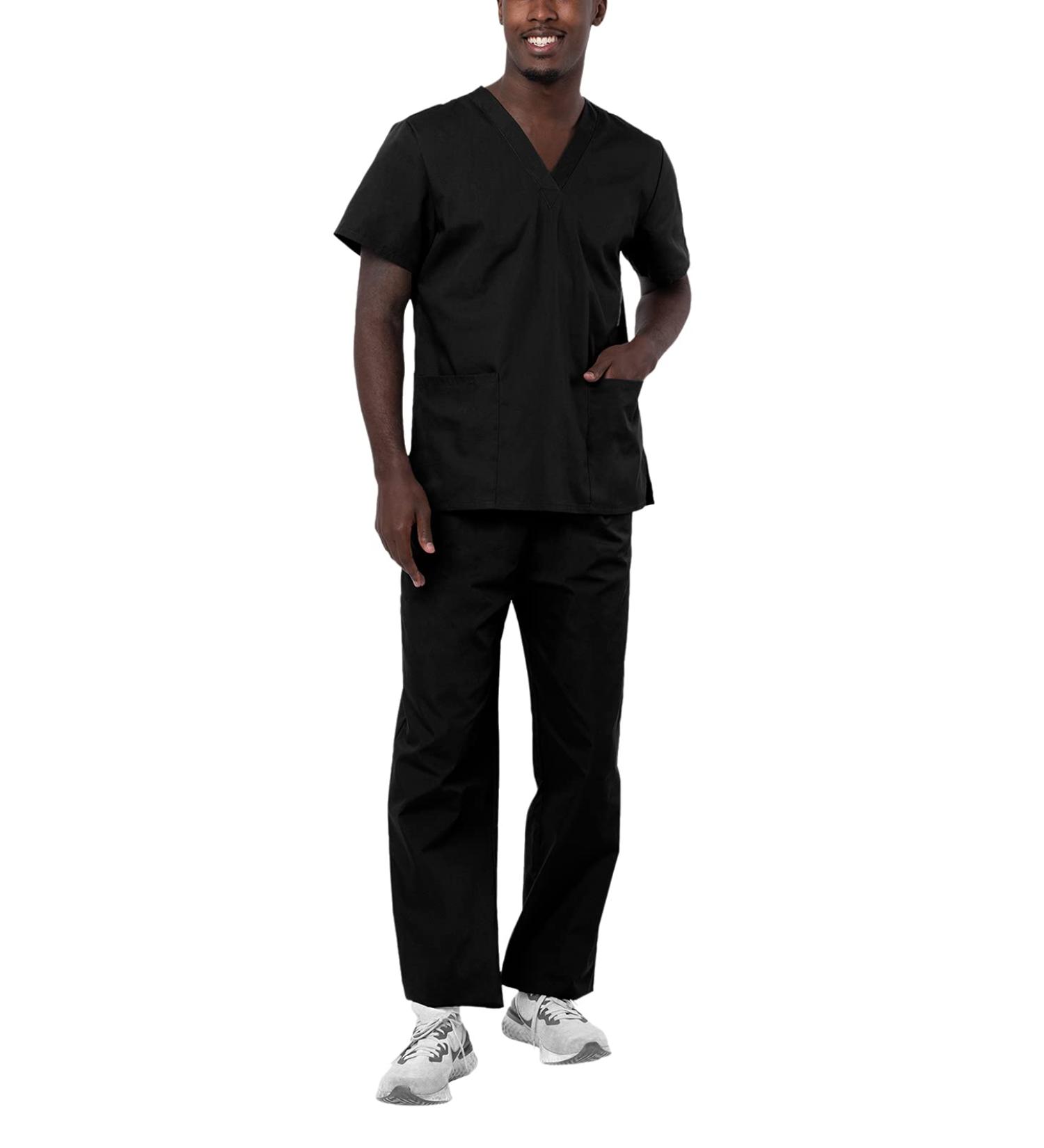 Adar Universal Unisex Scrubs - Drawstring Scrub Set in Medium Black - Buy Online on SooperMarket.com