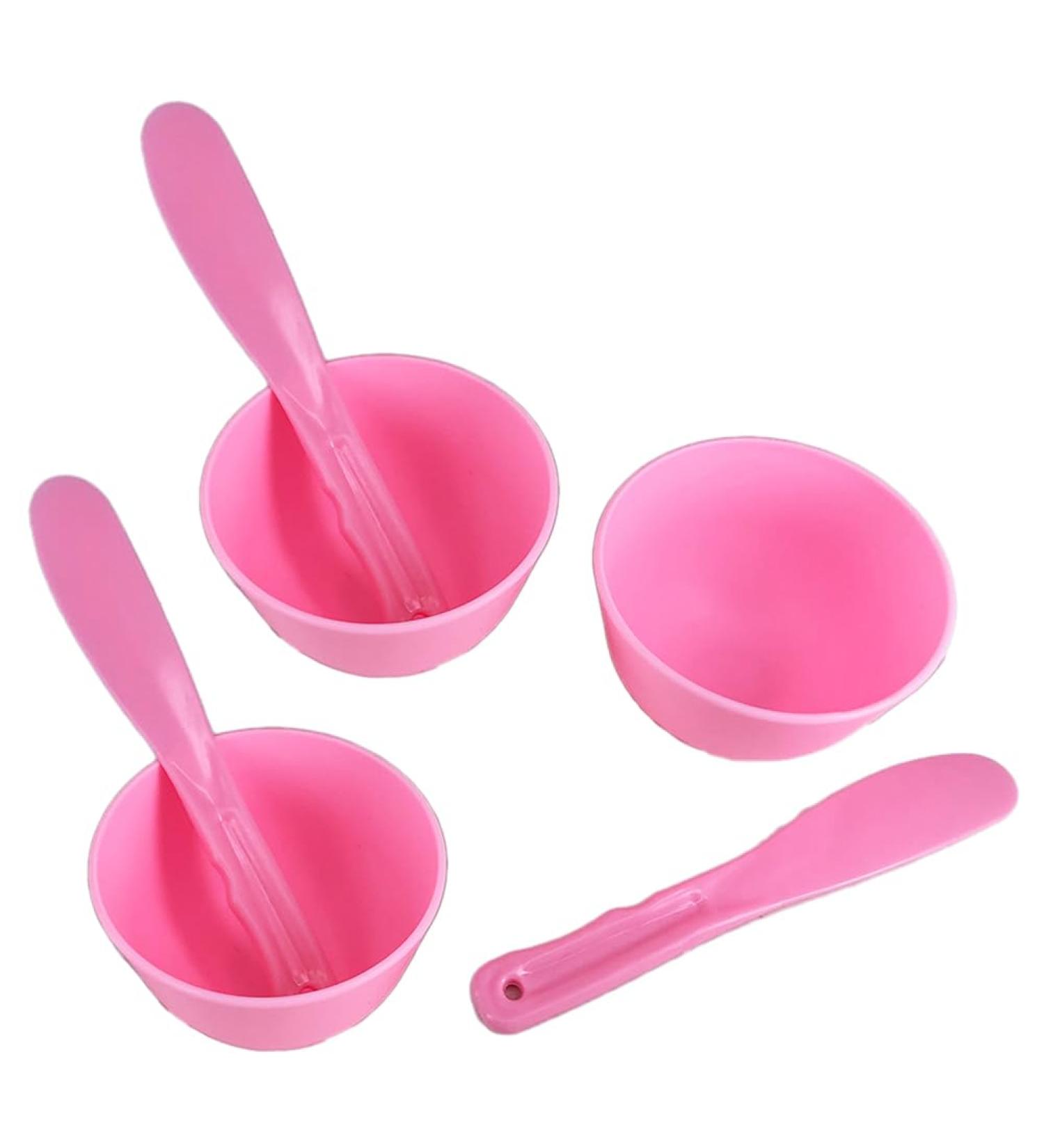 3 Sets Rubber Facial Mask Mixing Bowl with Spatula - DIY Skin Care Tool Kit for Home and Salon - Pink - Buy Online on SooperMarket.com