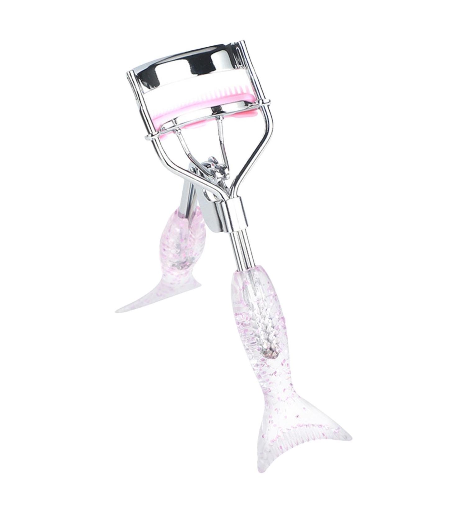 Small Eyelash Curler Eyelash Curler | Precision Fish Tail Eyelash Curler with Comb Teeth - Beautiful Eyelash Tools Ergonomic Portable Makeup Supplies A4 Chrome With Pink Comb Pink Mermaid Hand - Buy Online on SooperMarket.com