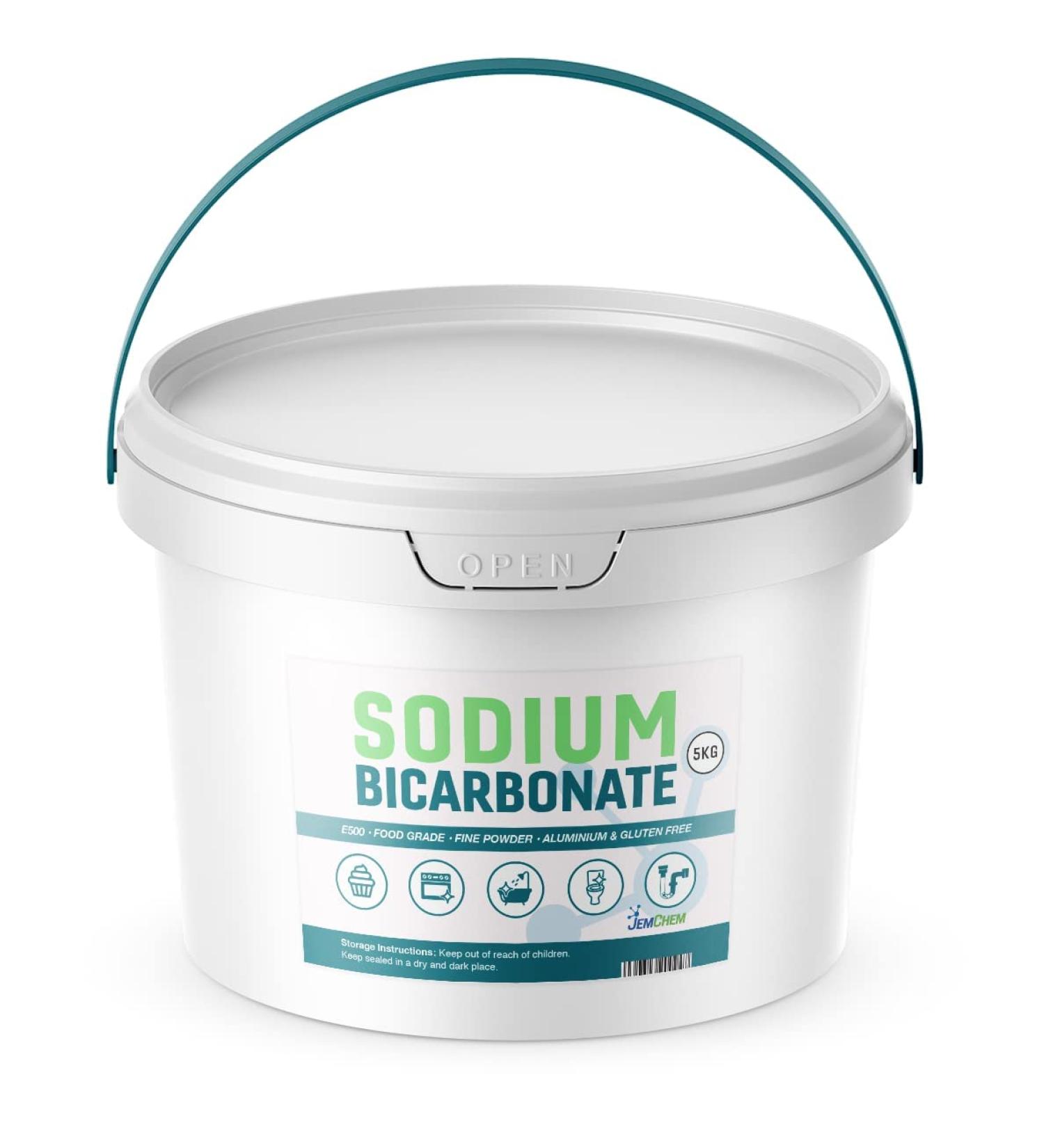 Sodium Bicarbonate 5Kg Bucket - Food Grade Baking Soda (E500 Pharmaceutical/FCC Grade) Pure Fine Powder - Buy Online on SooperMarket.com