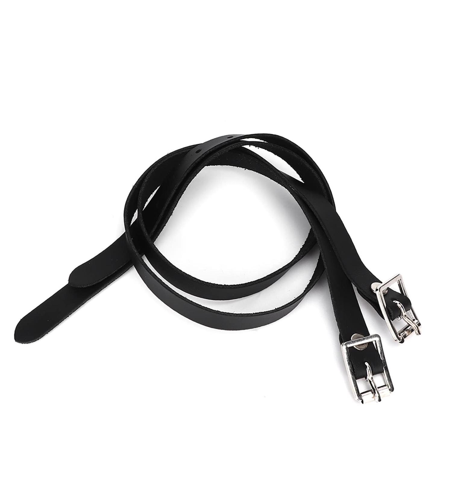 Horse Spur Straps - 19.7in Leather Stirrup Straps with Stainless Steel Buckle | For Children & Adults - Black | Horse Tool Accessories - Buy Online on SooperMarket.com