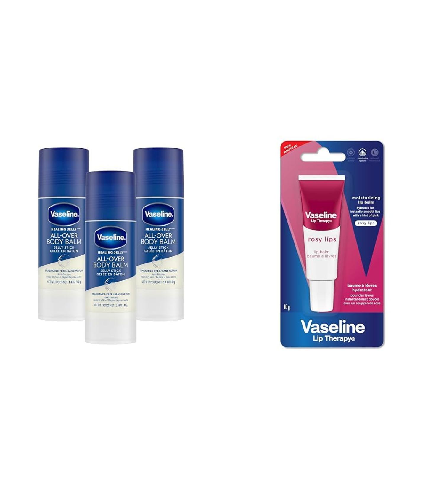 Vaseline Healing Jelly All Over Body Balm Jelly Stick + Vaseline Lip Therapy Rosy Balm Tube Skin Moisturizer + Lip Therapy Rosy Balm Tube - Buy Online on SooperMarket.com