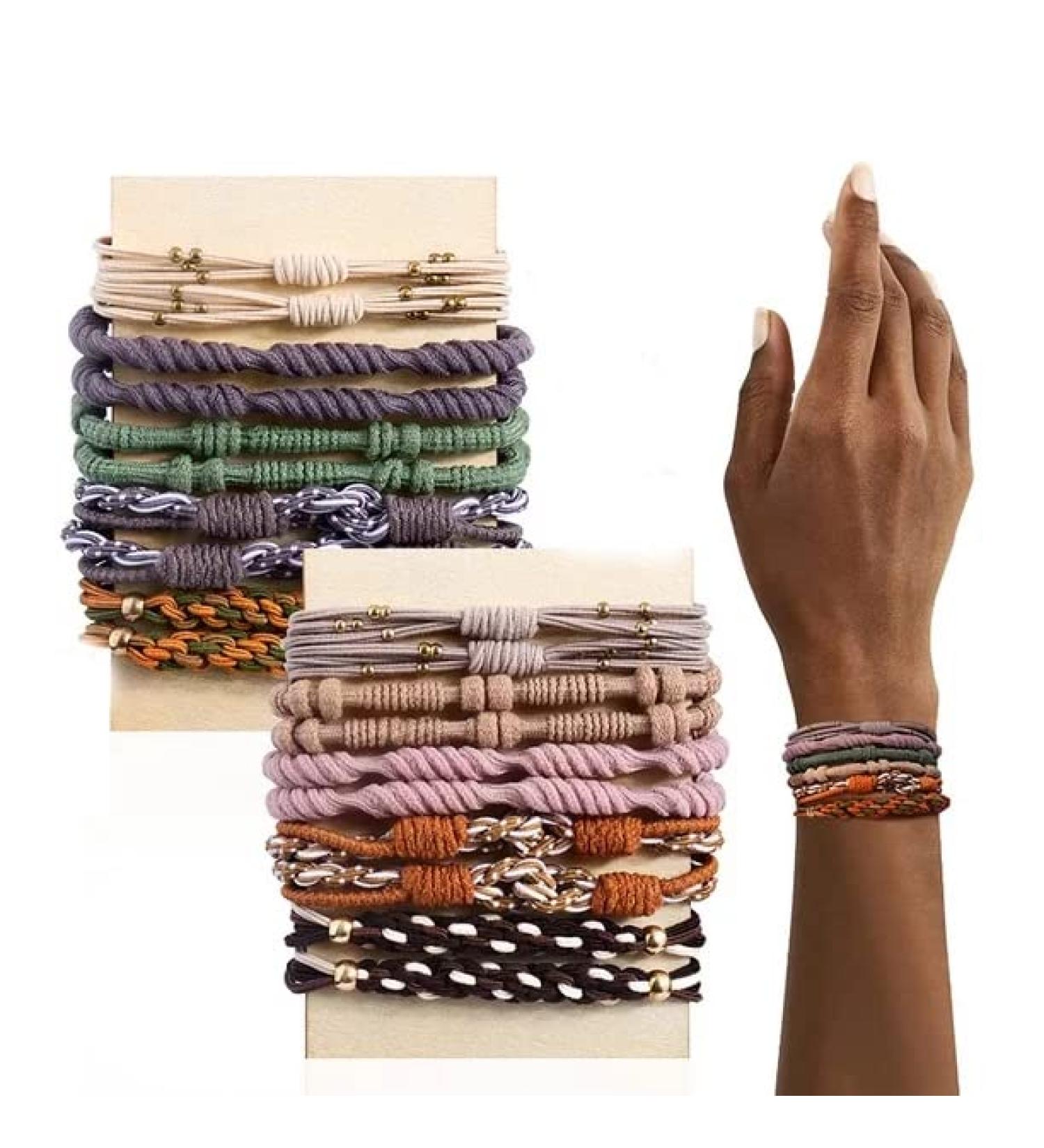 Elastic Hair Tie for Women - 20 Boho Hair Straps & Ponytail Holders for All Hair Types - Thin Curly Long Hair - Buy Online on SooperMarket.com