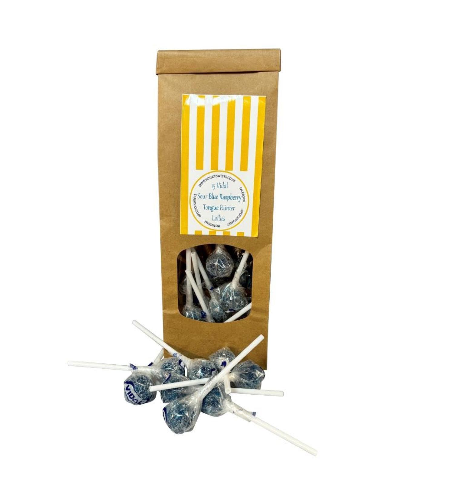Bag of 15 Sour Blue Raspberry Tongue Painter Lollies Lollipop Sweets - Buy Online on SooperMarket.com