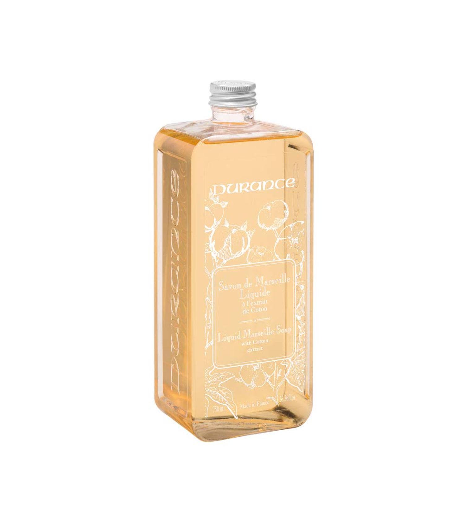 Durance Liquid Marseille Soap Refill With Cotton Extract 750ml Paraben Free Hand Wash Refill Vegan Friendly - Gently Cleanses & Nourishes
