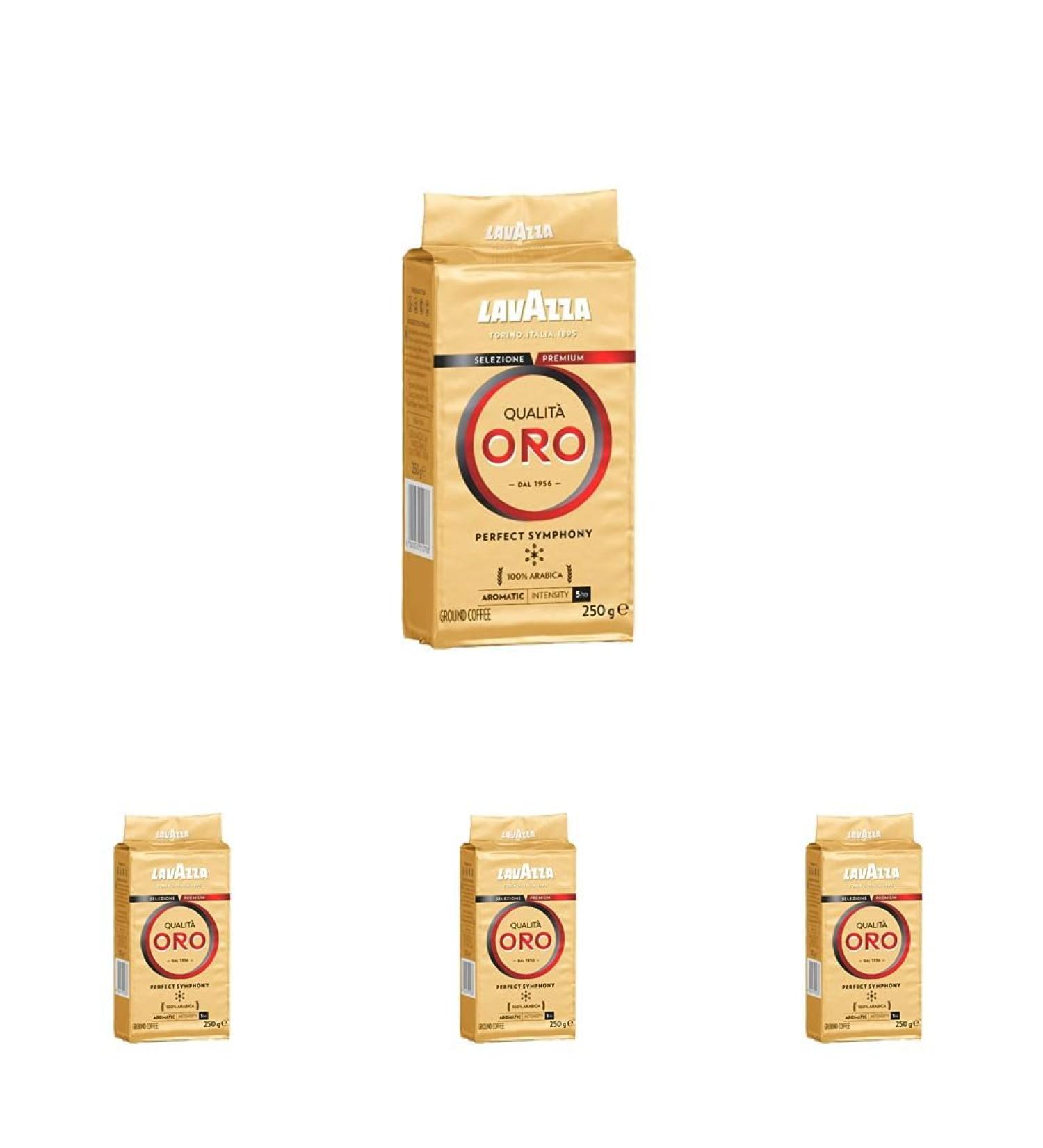 Buy Lavazza Qualit Oro Ground Coffee - 100% Arabica Fruit & Floral Aromas Velvety Espresso 250g (4 Pack) - International Shipping Available - Buy Online on SooperMarket.com