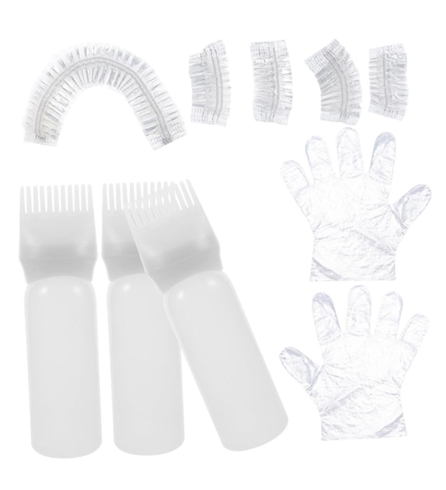Amosfun 1 Set Hair Bleach Kit Root Comb Applicator Bottle Ear Protectors Shower Caps Clear Gloves Shower Cap Ear Muffs White Lecythus Portable 6.9x4.8cm White - Buy Online on SooperMarket.com