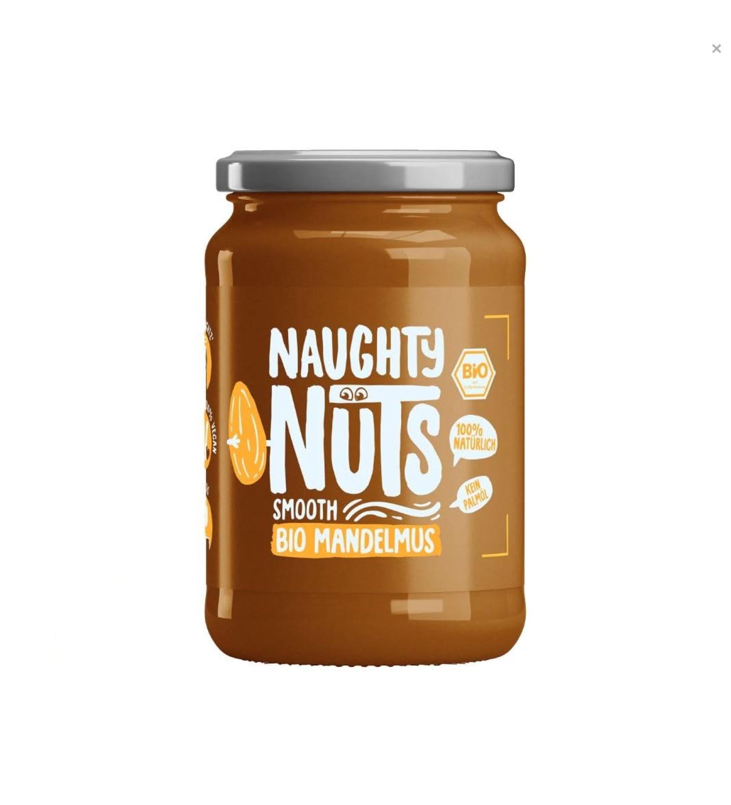 Naughty Nuts Bio Mandelmus Smooth - 100% Vegan Almond Butter 500g | No Palm Oil No Sugar | Healthy Topping & Recipe Ingredient - Buy Online on SooperMarket.com