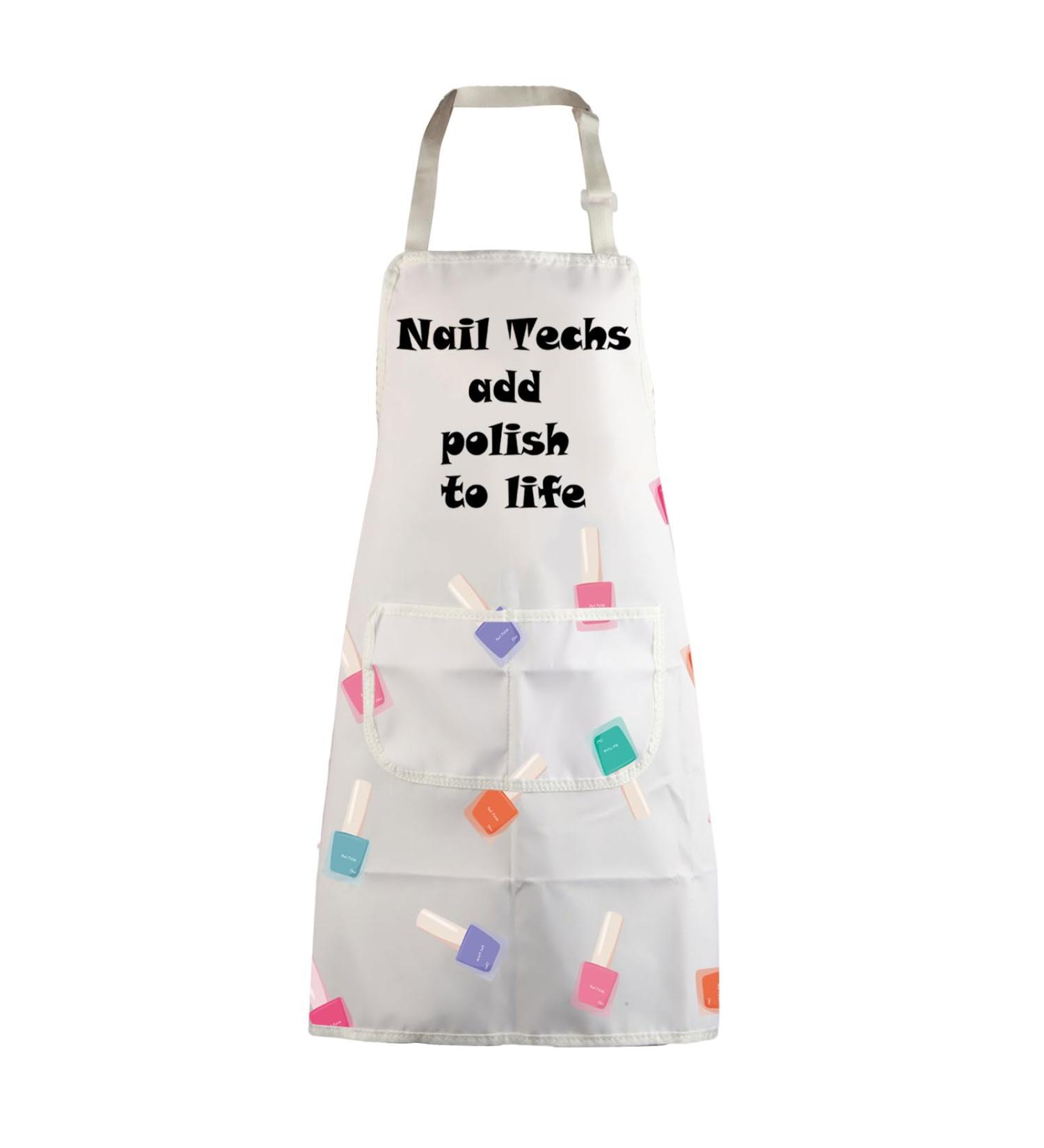 MBMSO Nail Tech Apron Manicurist Apron Nail Cosmetology Gift for Nail Technician Nail Artist Nail Techs Add Polish to Life Nail Techs Add Polish to Life Apron-white Standard - Buy Online on SooperMarket.com
