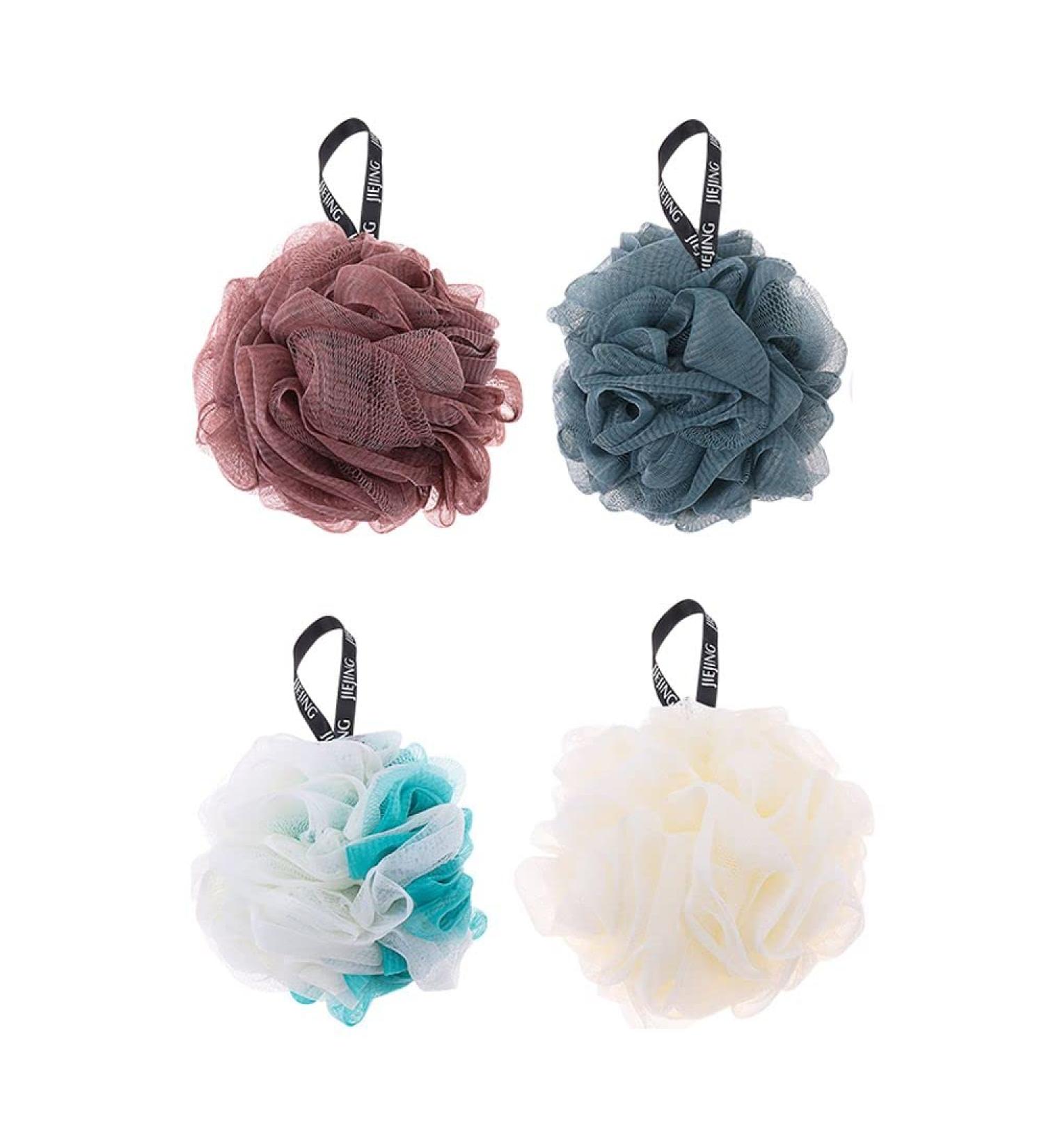 4Pcs Soft Mesh Bath Sponge Balls Set for Body Exfoliation and Shower Cleaning - 4.53inch - Buy Online on SooperMarket.com