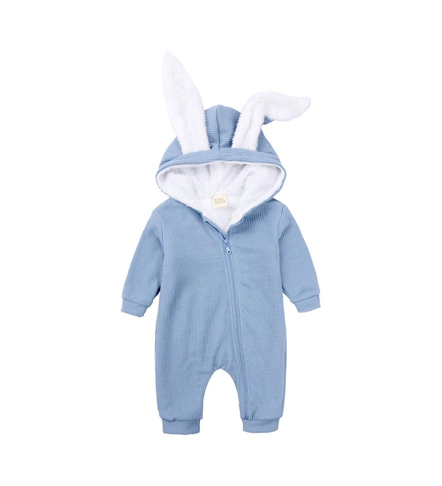 Kids Tales Newborn Baby Winter Warm Rabbit Ear Hooded Romper 6-9 Months Blue - Buy Online on SooperMarket.com