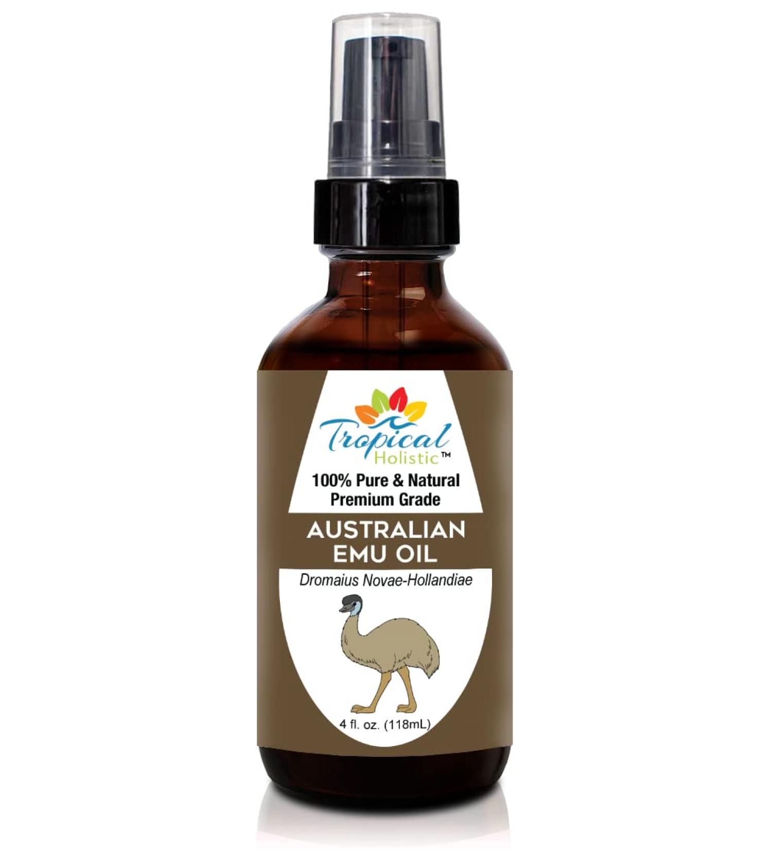 Tropical Holistic 100% Pure Australian Emu Oil 4 oz | Premium Grade Natural Moisturizer for Skin, Hair Growth, Scars, Joint Pain Relief - Buy Online on SooperMarket.com