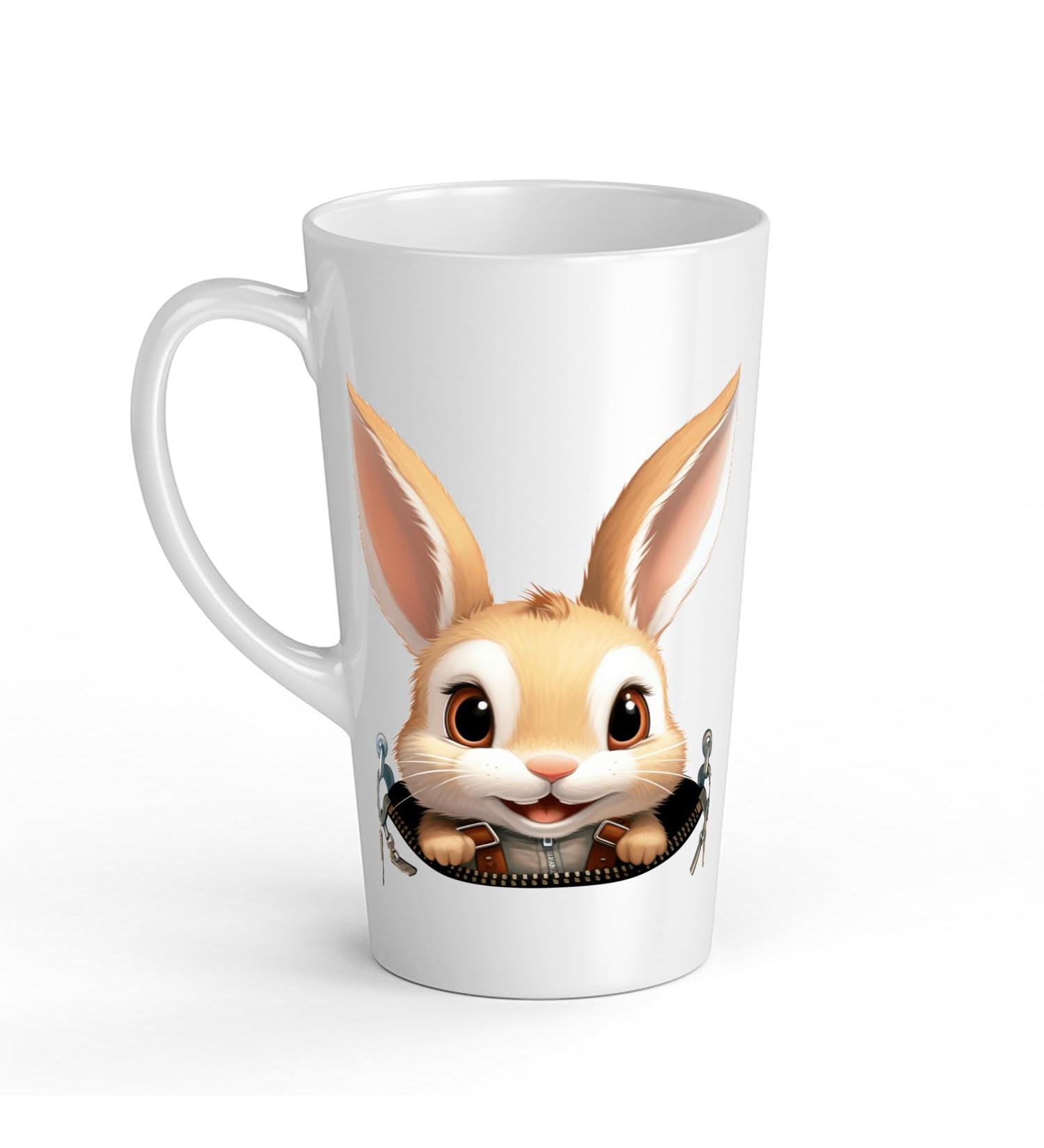 White Ceramic Baby Rabbit Mug - Large 483 ml Perfect for Hot Chocolate or Milk Fun and Easy to Use