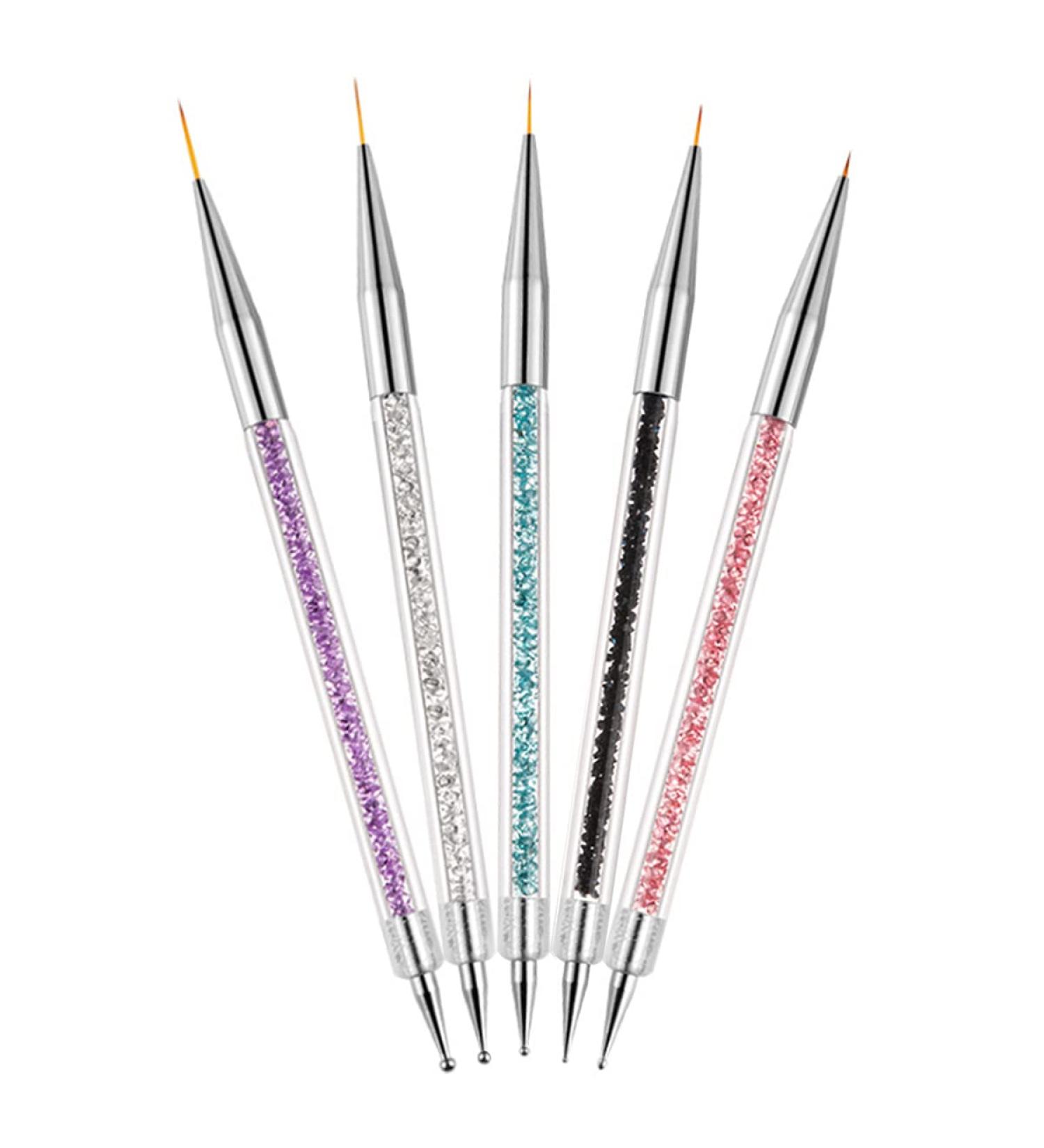 NATUCE 5 Pcs Nail Art Brush Set - Double Ended Nail Design Pens (6/8/10/12/15 mm) for Professional Nail Art - Buy Online on SooperMarket.com