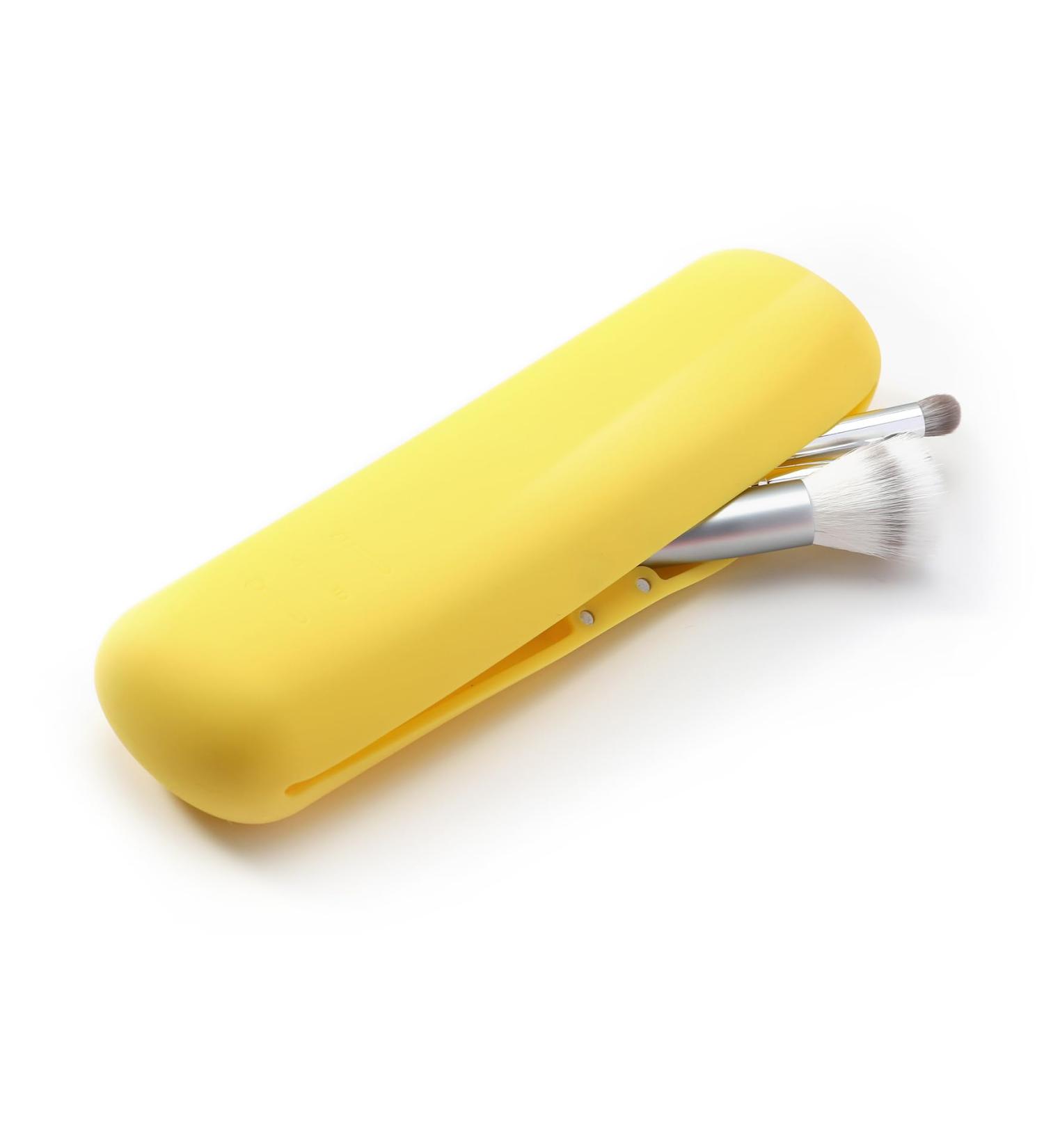 Fnyes Travel Makeup Brush Holder L - Yellow | Stylish & Compact Organizer for On-the-Go Beauty | Shop Internationally! - Buy Online on SooperMarket.com
