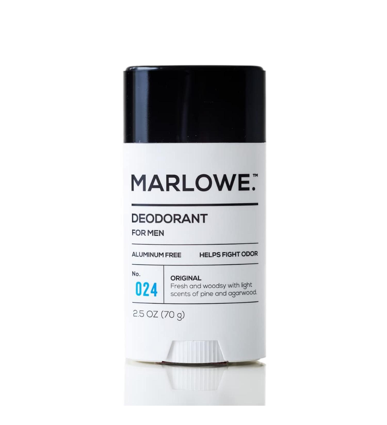 MARLOWE Natural Deodorant for Men | Aluminum-Free Stick with Coconut Oil & Shea Butter | Fresh Woodsy Scent | 2.5oz - Buy Online on SooperMarket.com