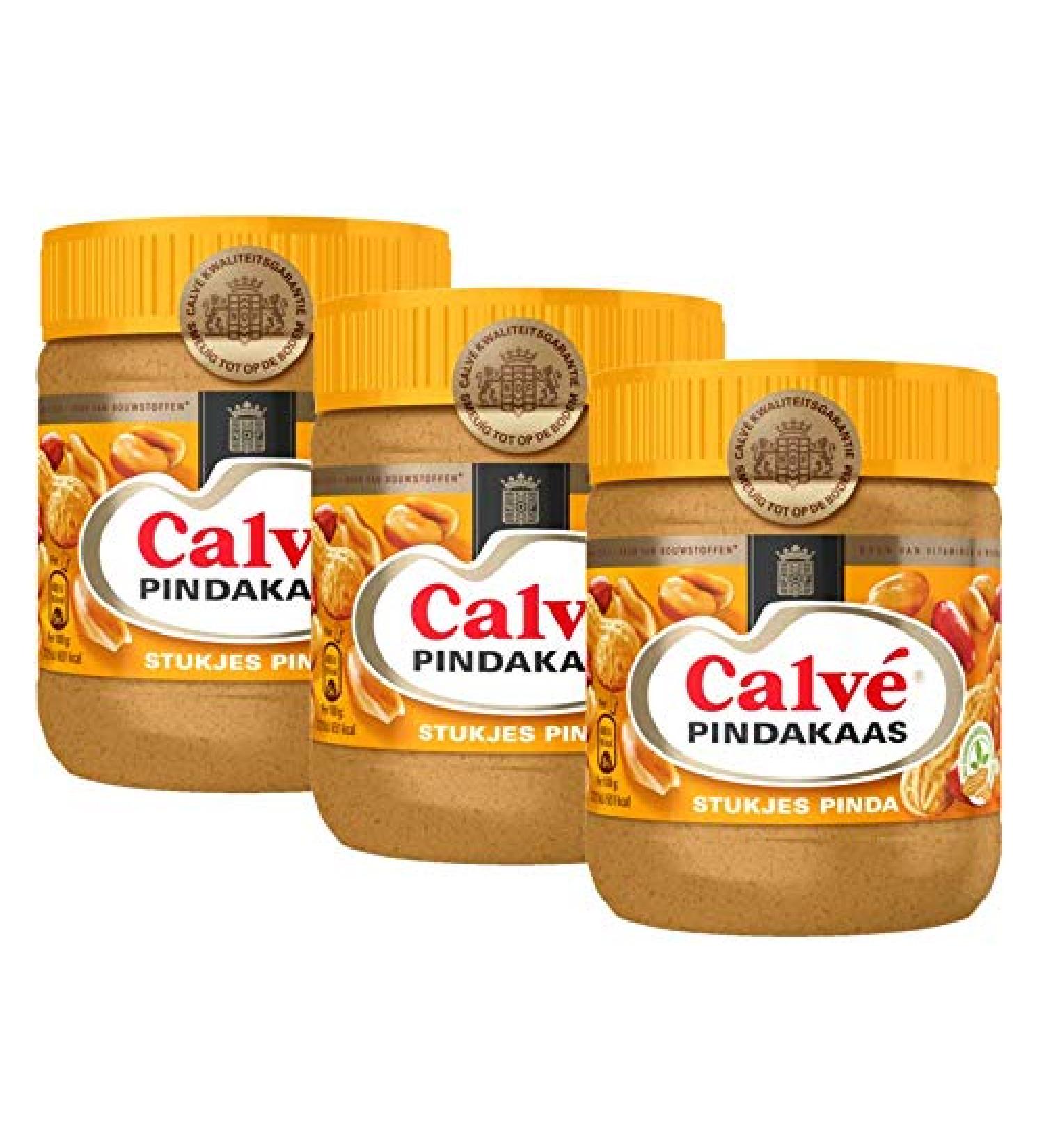 Calve Pindakaas met Noot (Peanut Butter with Chunks of Nuts) 3 Jars x ea 12.3oz/350gr by Calve - Buy Online on SooperMarket.com
