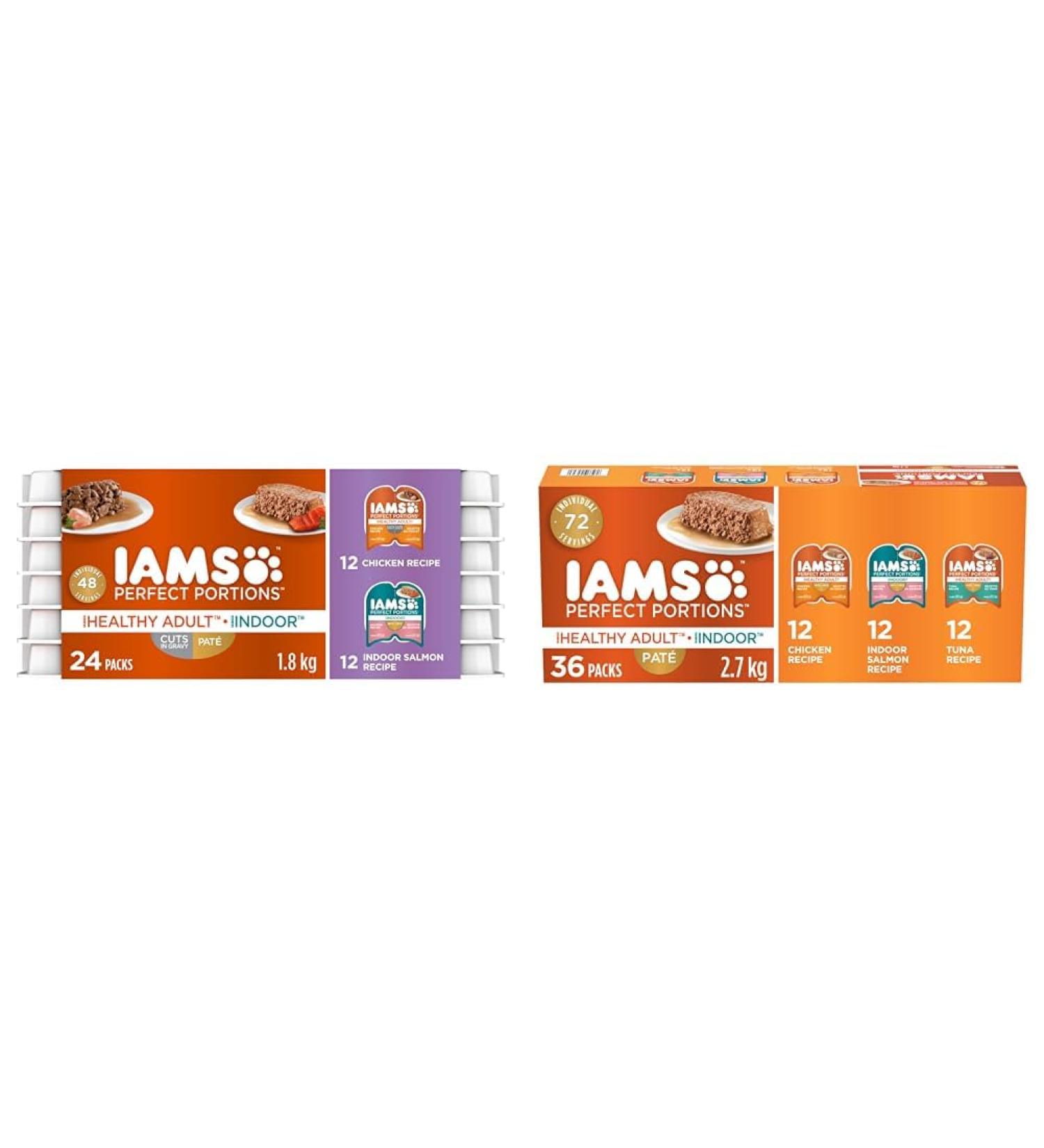 IAMS Perfect Portions Wet Cat Food Adult Grain Free & Perfect PORTIONS Healthy Adult and Indoor Wet Cat Food Pat Chicken Tuna and Indoor Salmon Chicken & Salmon Wet Cat Food+Wet Cat Food - Buy Online on SooperMarket.com