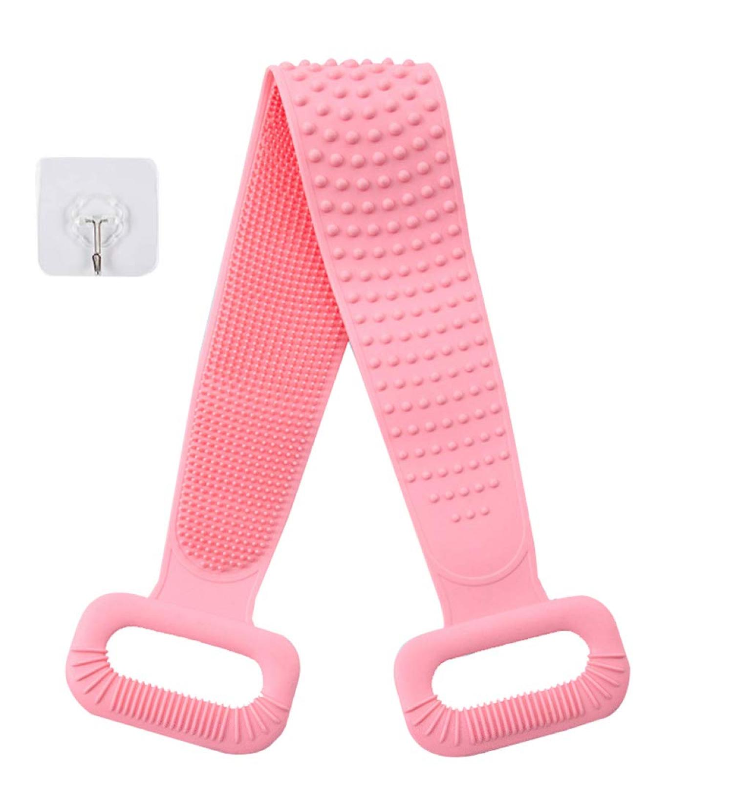Silicone Bath Body Brush Exfoliating Back Scrubber - Easy to Clean, Eco Friendly, Long Lasting - Pink - Buy Online on SooperMarket.com