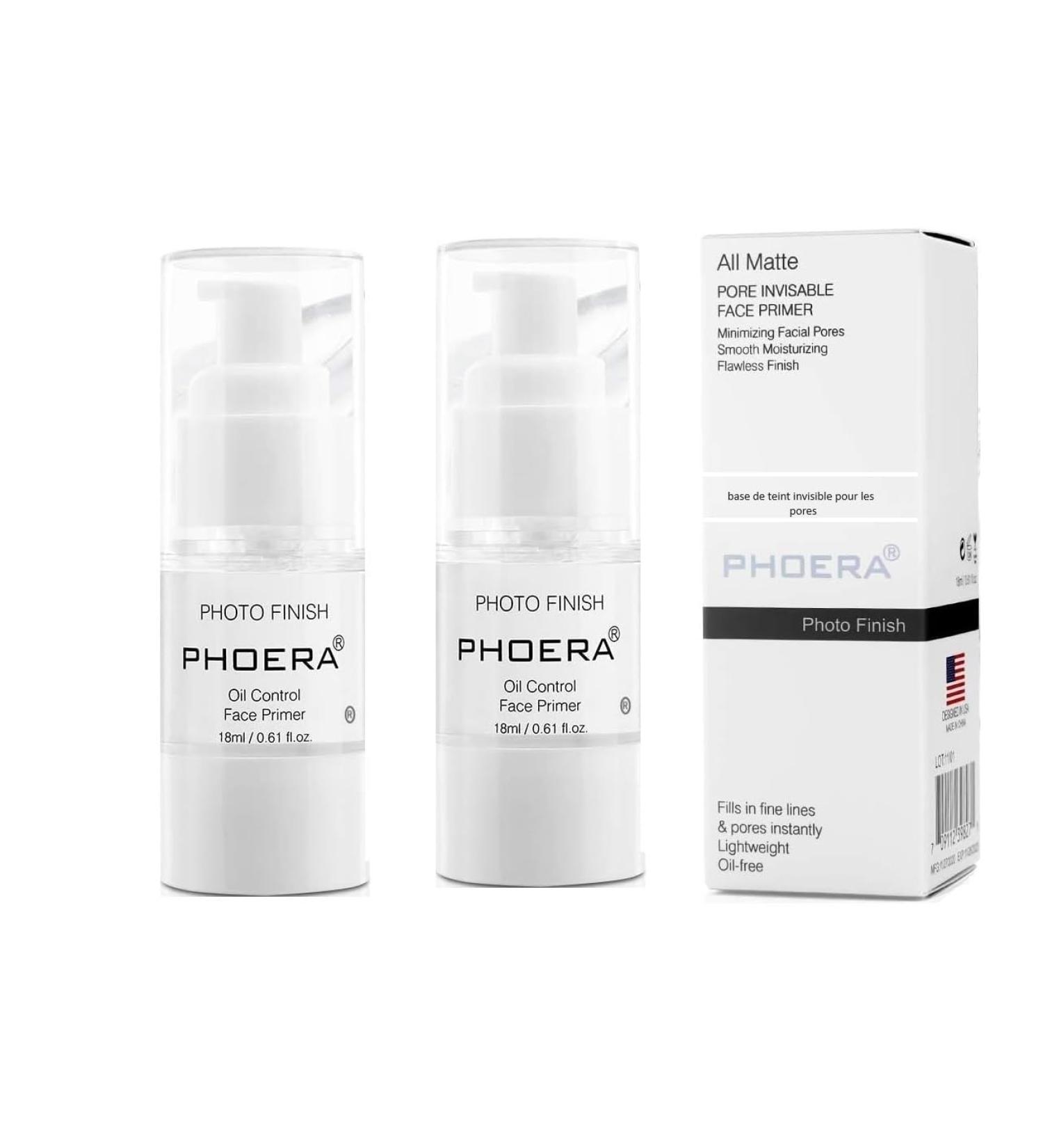 PHOERA Primer Matte Finish Face Makeup Pore filler Primer Foundation Base Oil Control Full Coverage Make Up Base Concealer Long Lasting Flawless Pores Minimiser Liquid Moisturizing (2 x 18ml.) 18 ml (Pack of 2) - Buy Online on SooperMarket.com