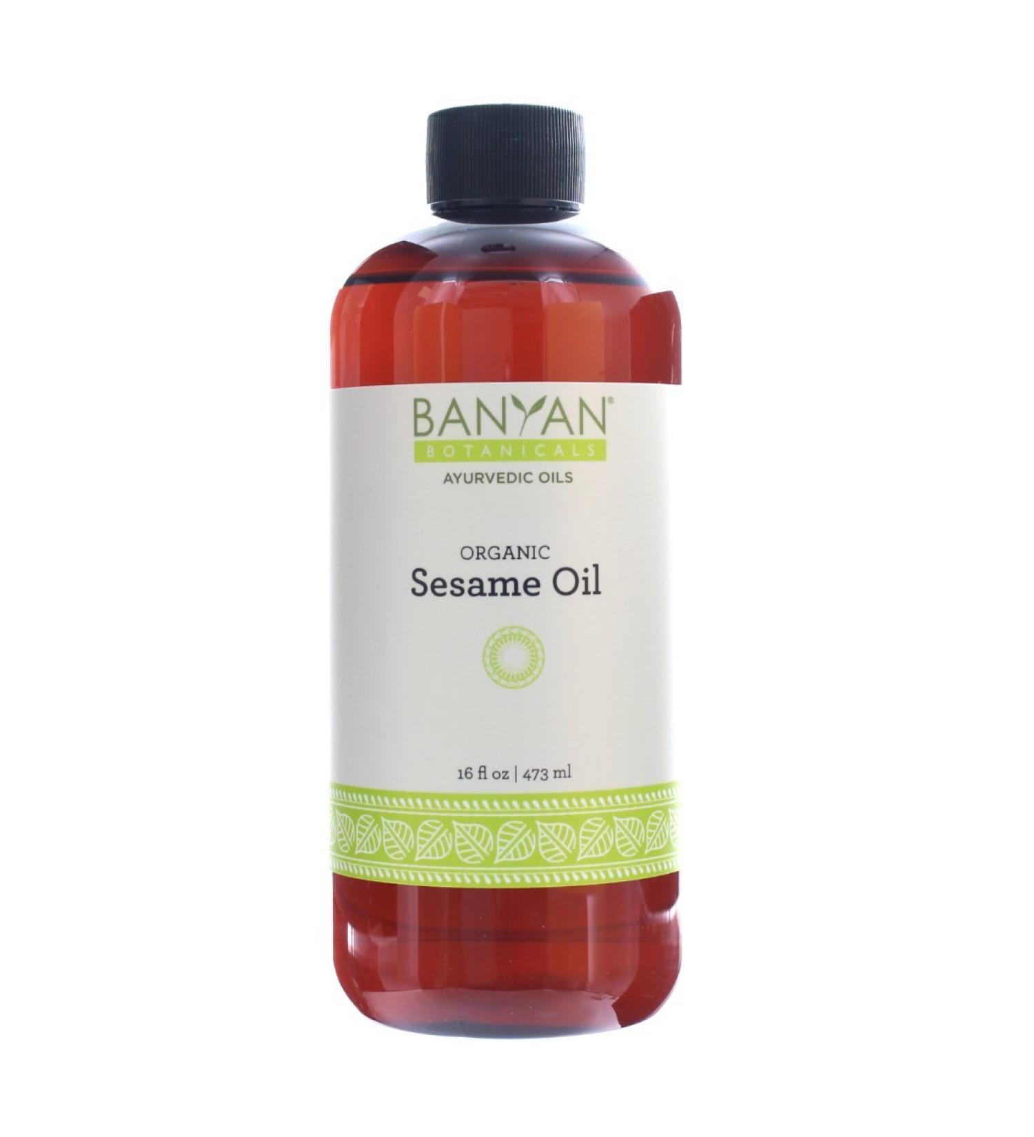 Banyan Botanicals Sesame Oil - Organic, Unrefined Ayurvedic Oil for Skin, Hair, Oil Pulling - 16oz Bottle - Non GMO, Vegan, Sustainably Sourced - Buy Online on SooperMarket.com