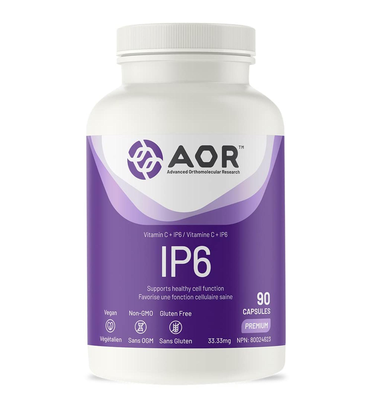 AOR - IP6 Supplement 33.33mg 90 Capsules - IP6 Inositol and Vitamin C Ascorbic Acid Capsules for Immunity Support and Detoxification Supplement - Antioxidant Supplement - Vitamin C Supplement - Buy Online on SooperMarket.com
