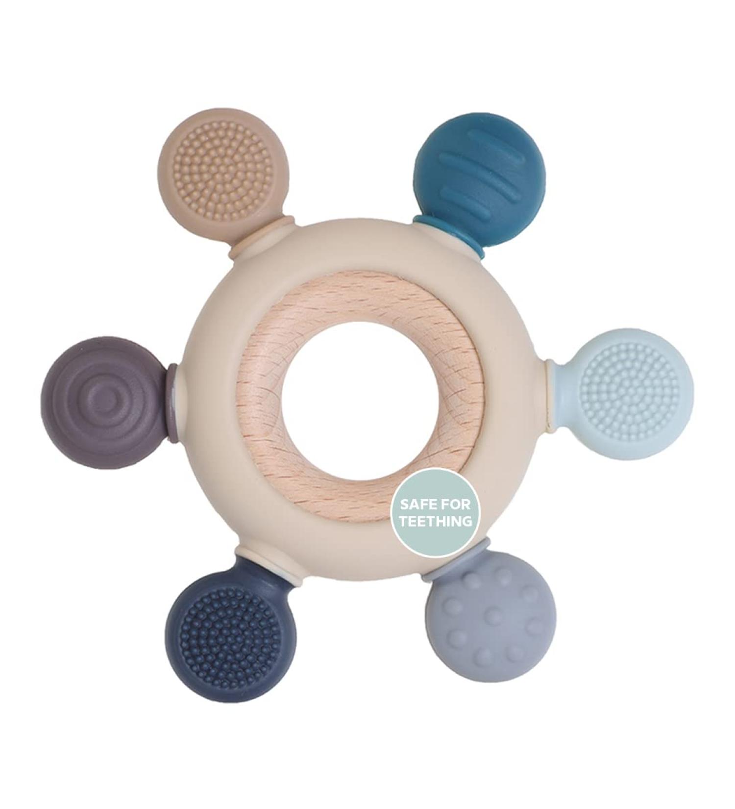 LoveyLu Silicone Teething Ring - BPA Free Teether Toy for Newborns | Chewable & Soothing Gum Pain Relief (Blue) - Buy Online on SooperMarket.com