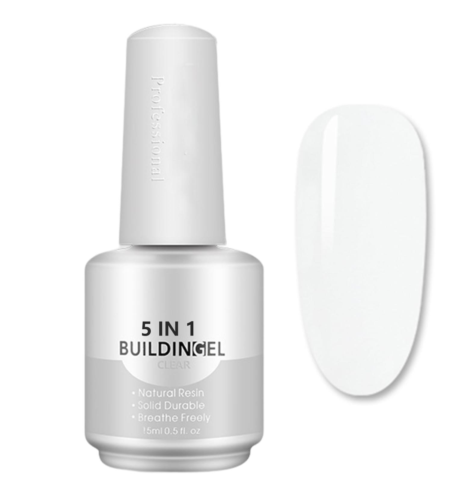 HERBENJOY Builder Gels 5 In 1 Nail Extension Gel 15ml Pink Strengthening Gel Base Gel Color Gel Nail Polish Foundation Gel Rhinestones Glue Gel For Nail Art (05 Clear) - Buy Online on SooperMarket.com
