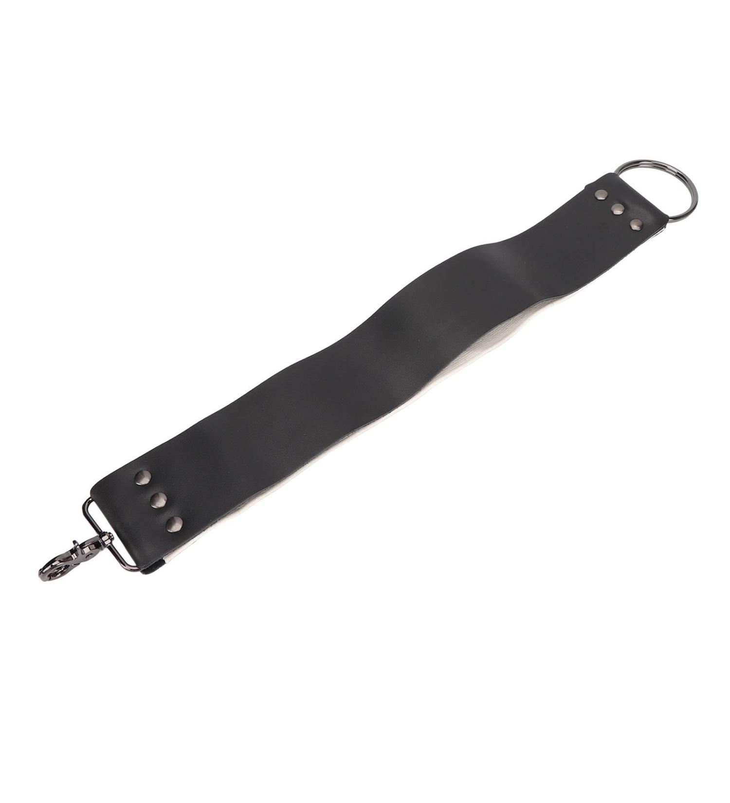 Premium Razor Leather String Strap - Elegant Black with Brass Anchor Hooks for Knife Sharpening - Buy Online on SooperMarket.com