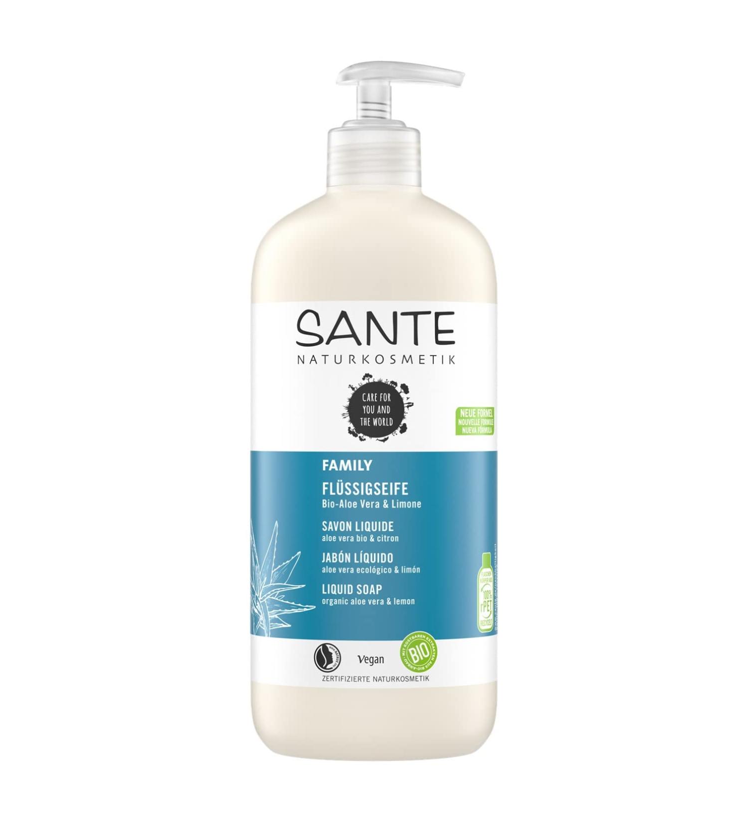 Sante Natural Cosmetics Antibacterial Liquid Soap 500ml with Bio-Aloe Vera & Lime | Nourishing Hand Soap for Mild Cleaning - International Shipping Available - Buy Online on SooperMarket.com