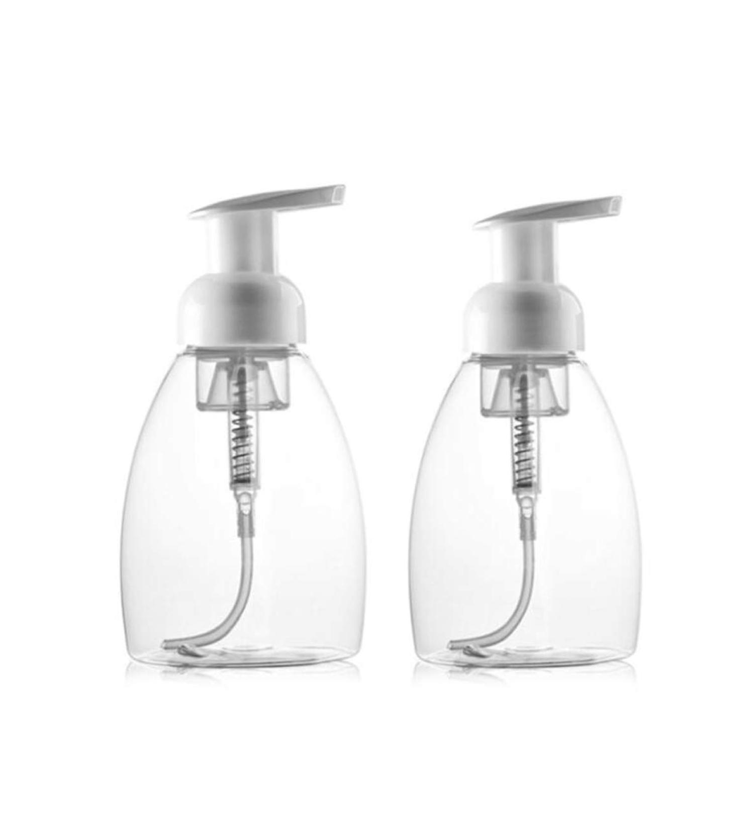 250ml Refillable Foam Pump Bottles - 2 Pack for Makeup Shampoo Facial Cleanser & DIY Hand & Body Wash - Buy Online on SooperMarket.com