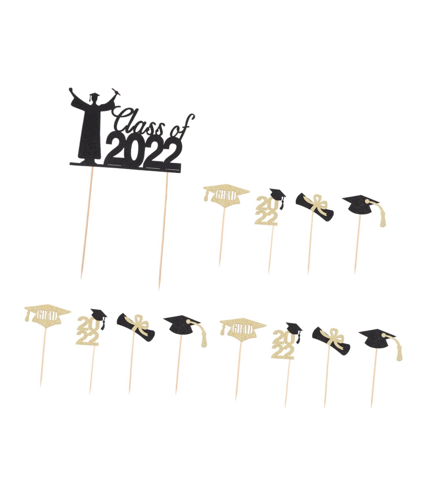 Warmhm 13pcs Graduation Season Cake Insert Dessert Toppers Cardstock Topper 2021 Graduation Party Decorations Graduation Cupcake Picks Graduate Toothpick Glitter Paper Card Stock - Buy Online on SooperMarket.com