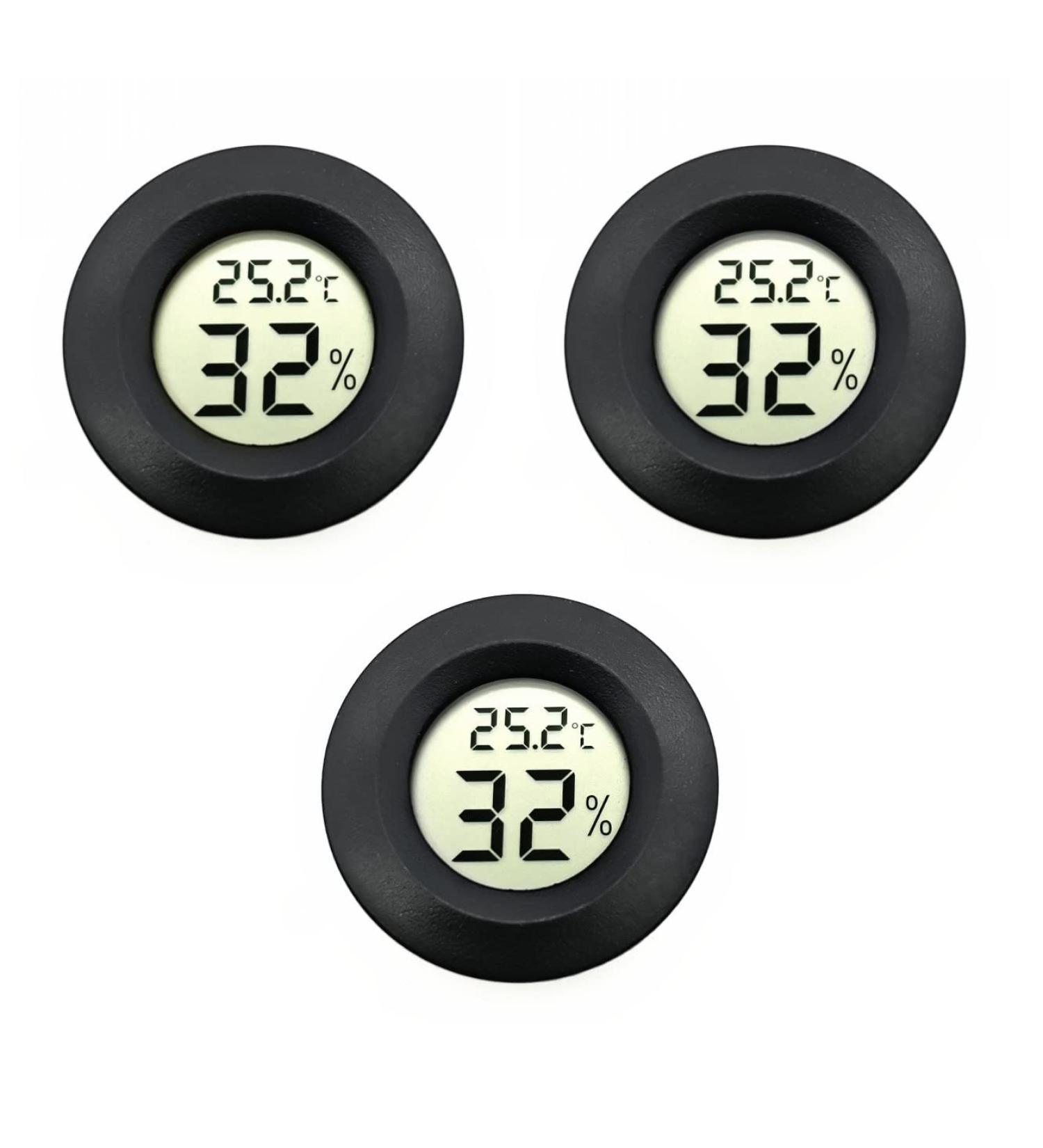 JZK 3 x Small round digital thermometer hygrometer with battery for car/bedroom/bathroom rooms humidity monitor temperature gauge humidity meter for reptile tank - Buy Online on SooperMarket.com