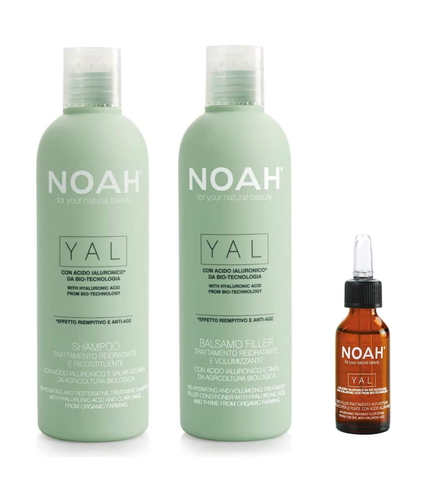 NOAH Yal Hyaluronic Acid Hair Care Set - Moisturizing Shampoo Conditioner & Serum | Cruelty-Free & Fortifying | 8.5 fl.oz Each + 20ml Hair Serum - Buy Online on SooperMarket.com