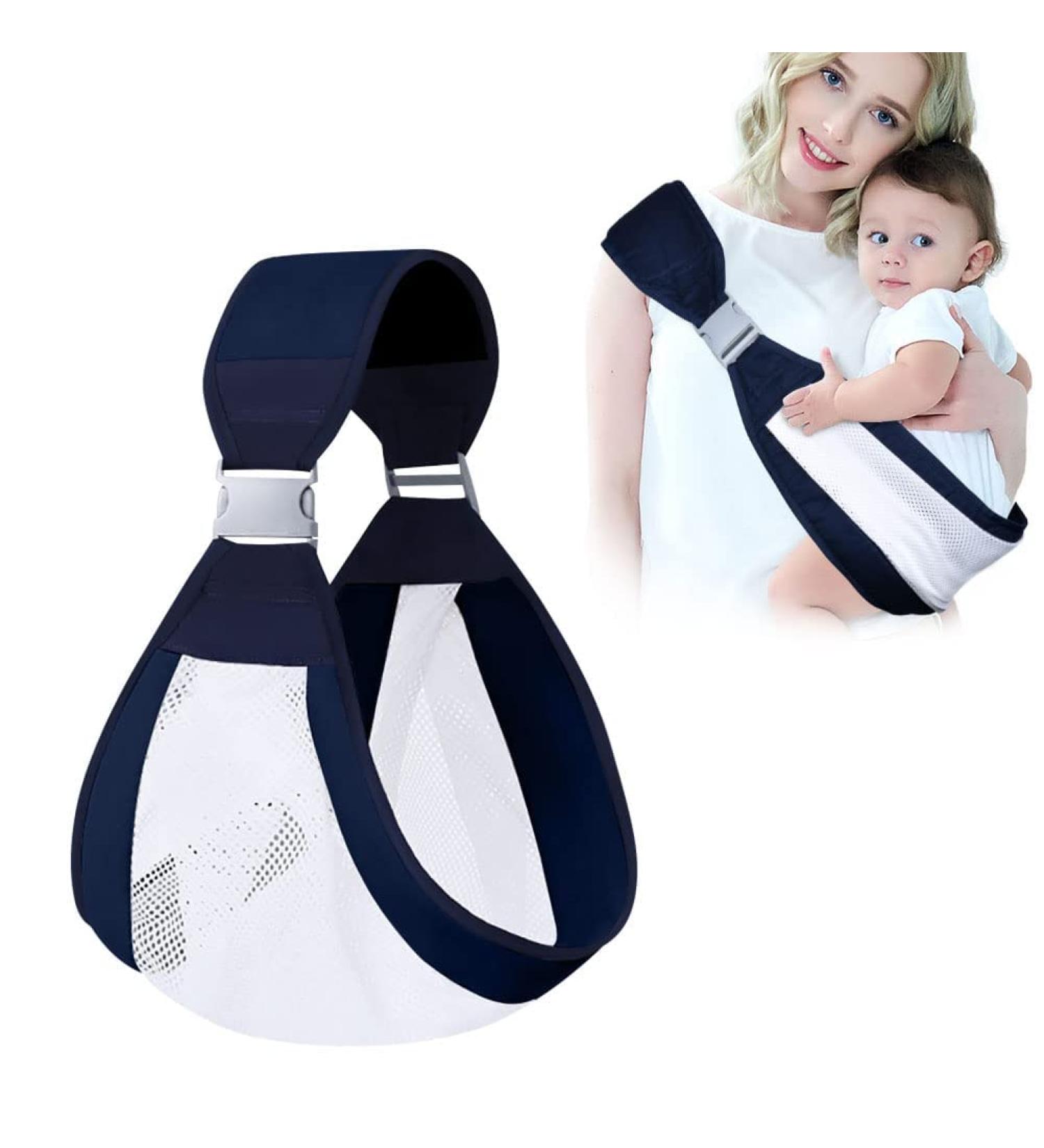 Vicloon Baby Sling Carrier for Newborns | Soft & Breathable 3D Mesh | Adjustable Buckles | Up to 20 kg | Blue Lattice Style - Buy Online on SooperMarket.com