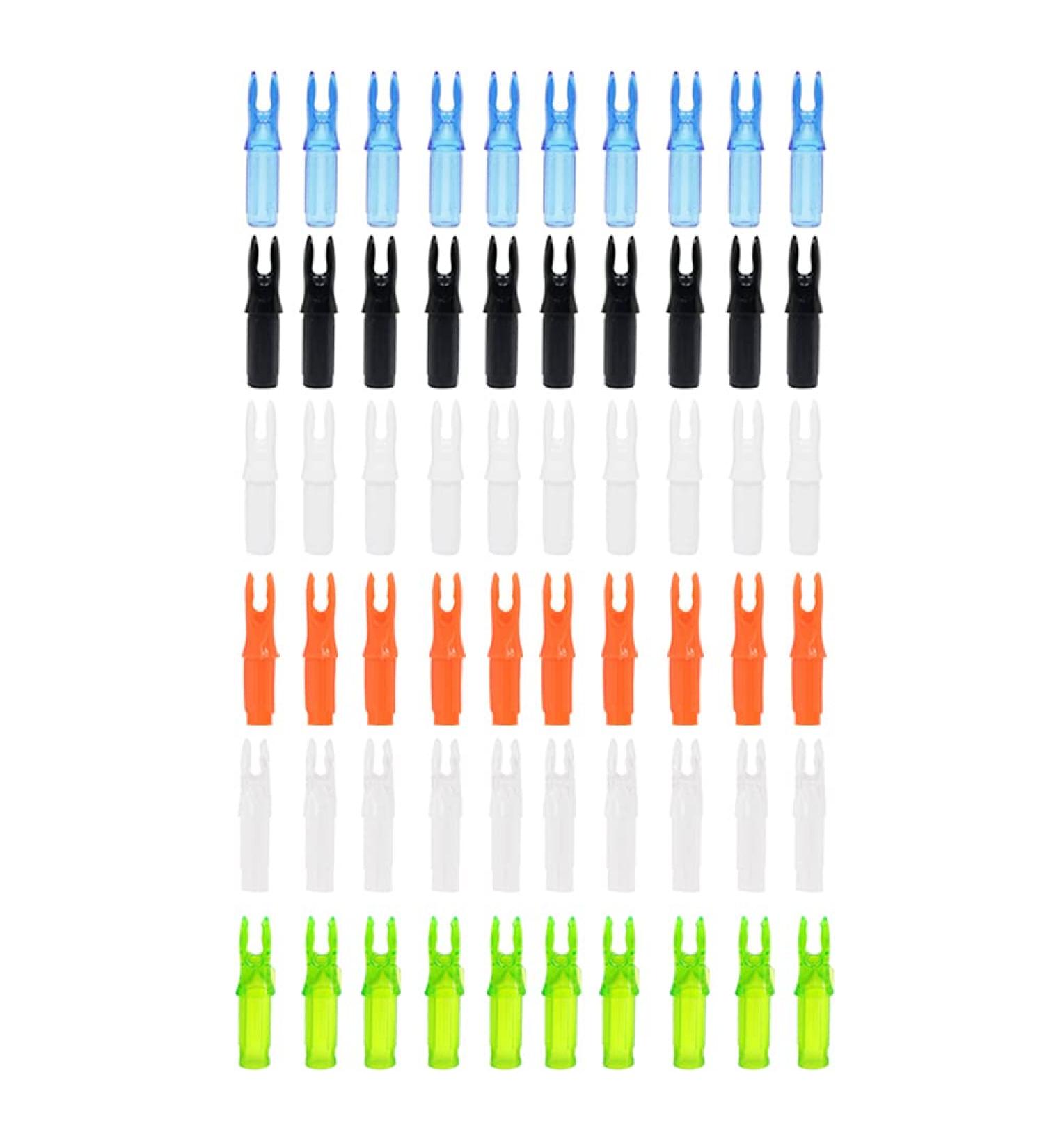 SDCYOW 60 Pack Archery Arrows Nocks 6.20mm/.244 inch Inside Diameter Plastic Nock for Compound Recurve Bow Multi-color