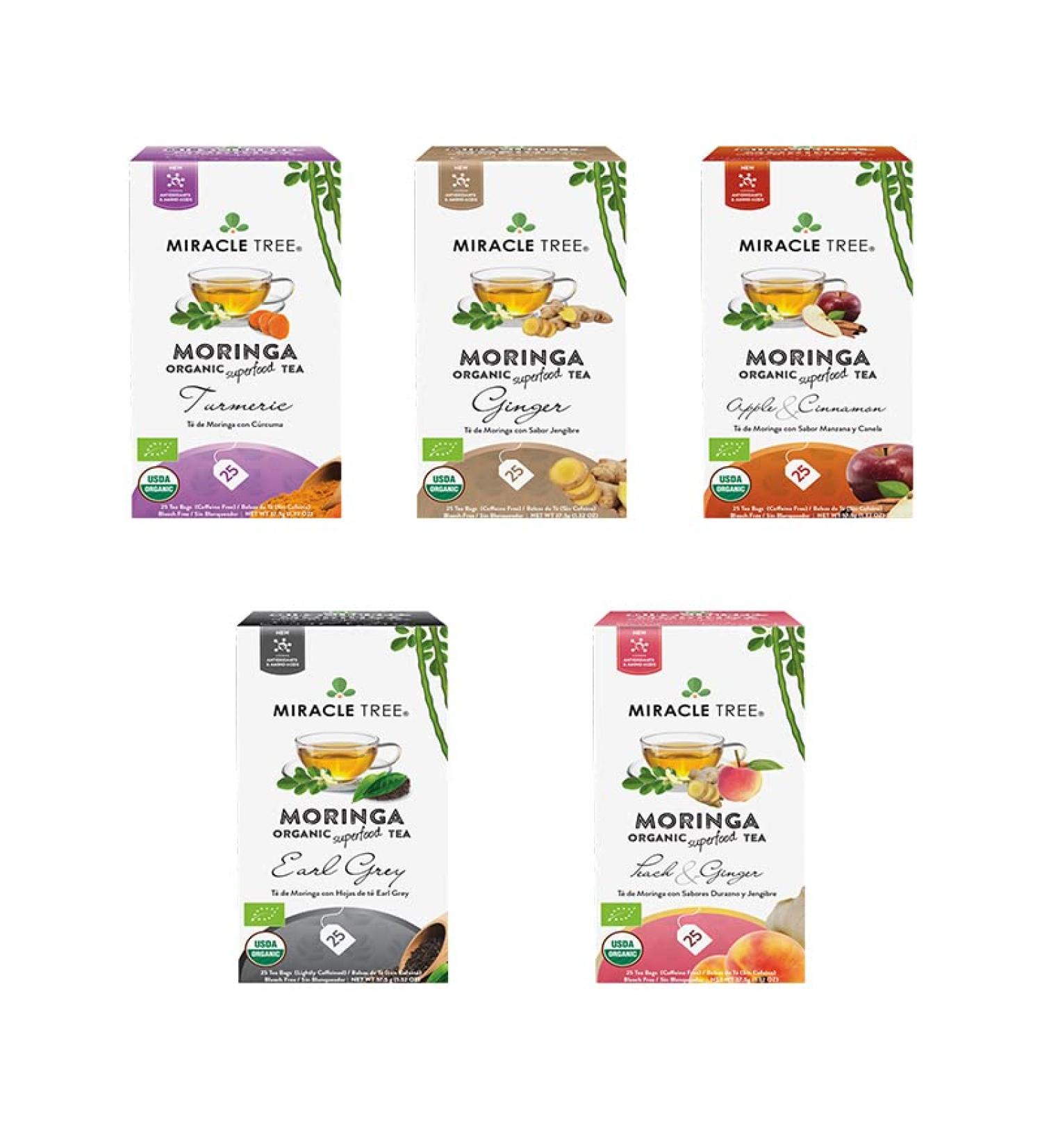 Miracle Tree Moringa Organic Superfood Tea with Turmeric - Caffeine Free, 25 Tea Bags - Buy Online on SooperMarket.com