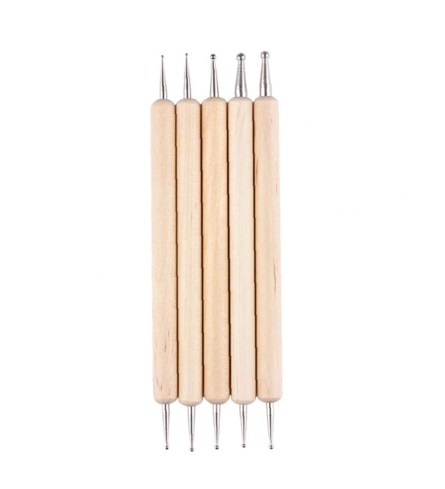 PiniceCore 5pcs 2 Way Wooden Dotting Pen Set - Marbleizing & Nail Art Tools Kit for Perfect Designs | International Shipping Available - Buy Online on SooperMarket.com