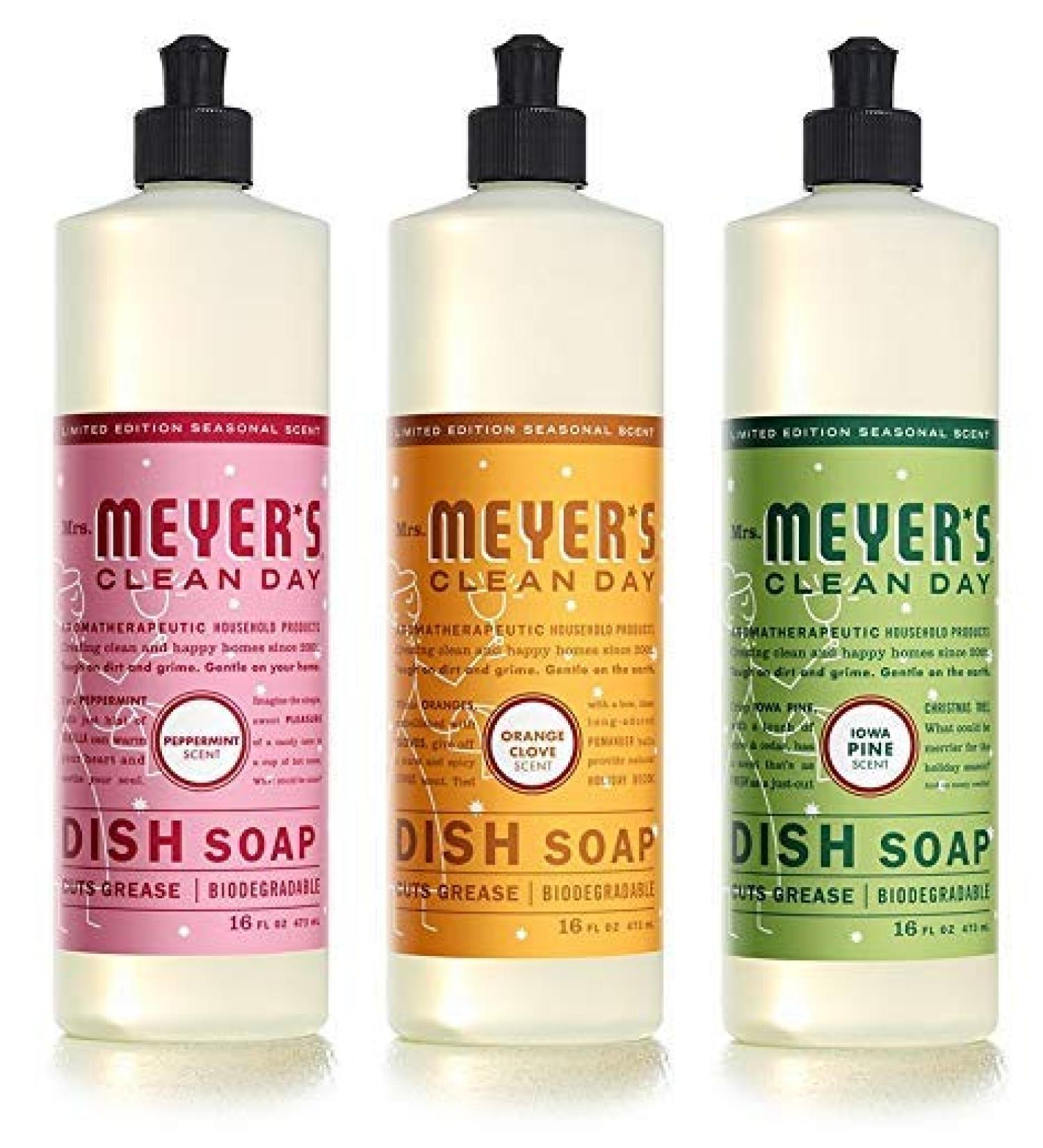 Mrs. Meyer's Holiday Liquid Dish Soap Variety Pack - Iowa Pine, Orange Clove, Peppermint Scent - 16 OZ 3 CT - Buy Online on SooperMarket.com