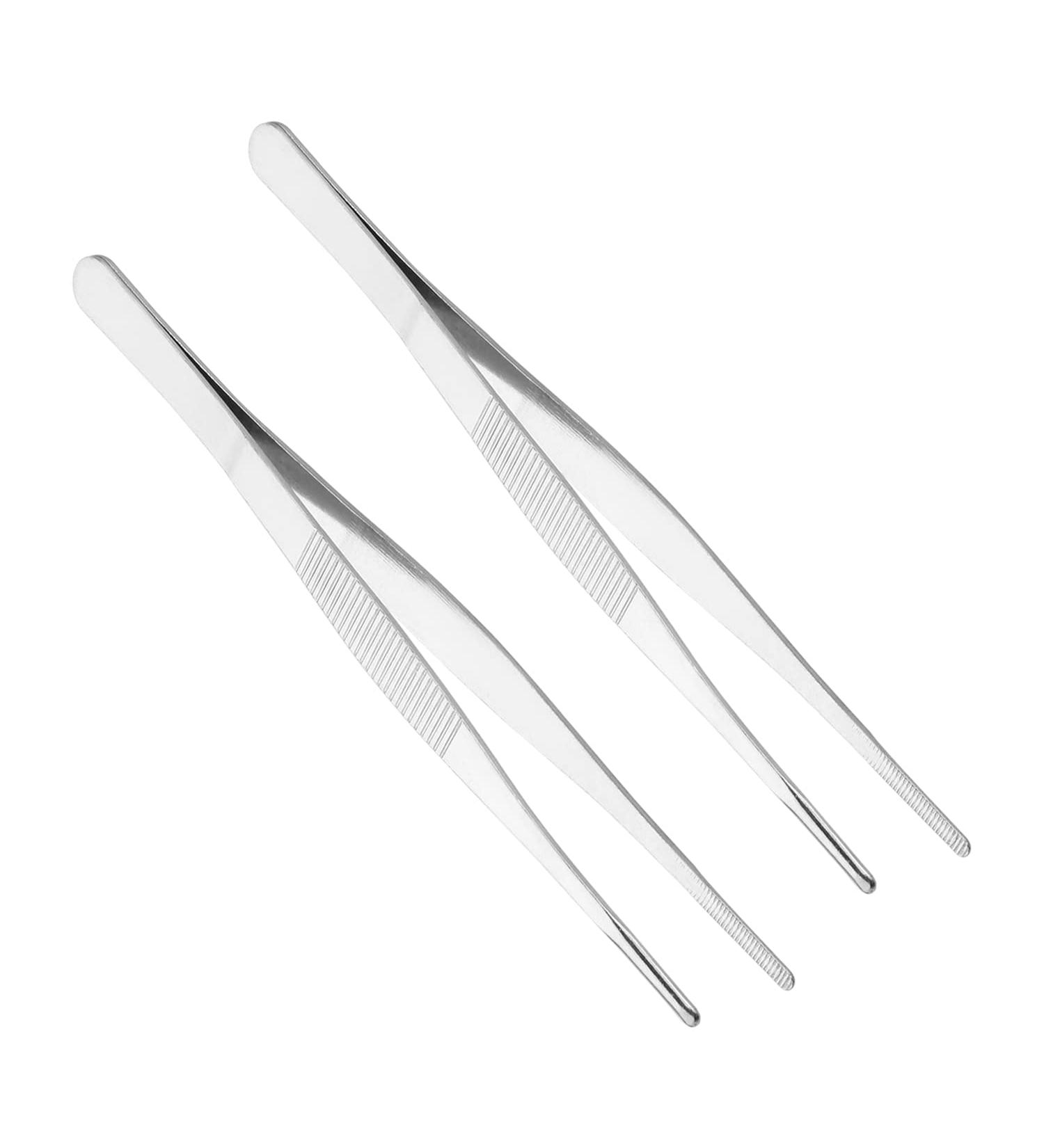 Heyiarbeit 2pcs 7-Inch Lenght Stainless Steel Straight Blunt Tweezers with Serrated Tip Daily Garden Tool - Buy Online on SooperMarket.com