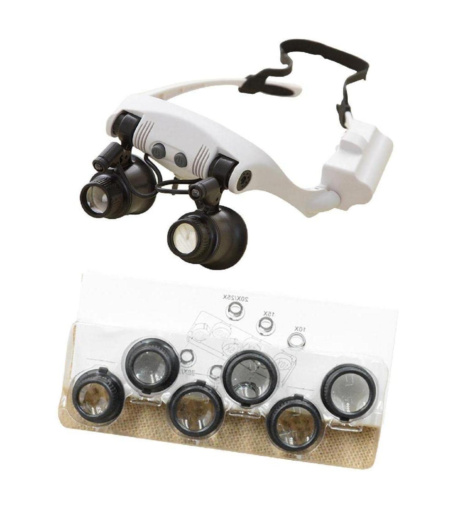 Headband LED Lights Magnifier Eye Glasses Watch Repair Loupe Jeweler Glass 10X 15X 20X 25X for Household Headband Magnifier with Led Light for Jewelry - Buy Online on SooperMarket.com