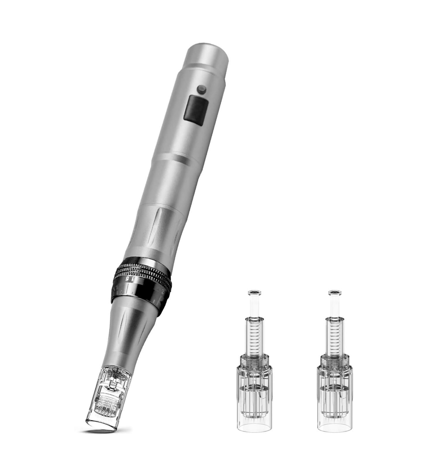 Derma Pen Hair Beard Growth INCELLICE Microneedling Pen 0.25-2.0mm Adjustable 5 Speeds Wireless Use Professional Electric Beauty Pen for Face Skin Care with 2 Replacement Cartridges and USB Charger Dermapen P40-Gery - Buy Online on SooperMarket.com