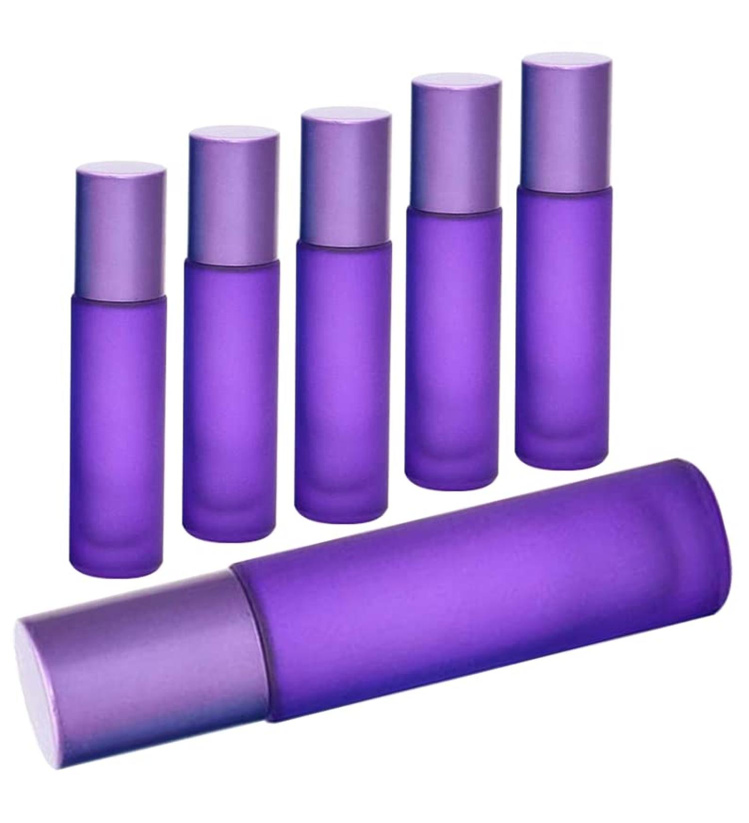 HINNASWA Purple Essential Oil Roller Bottles - Refillable Glass Bottles with Stainless Steel Balls - Leak proof Roll on Bottle - Buy Online on SooperMarket.com