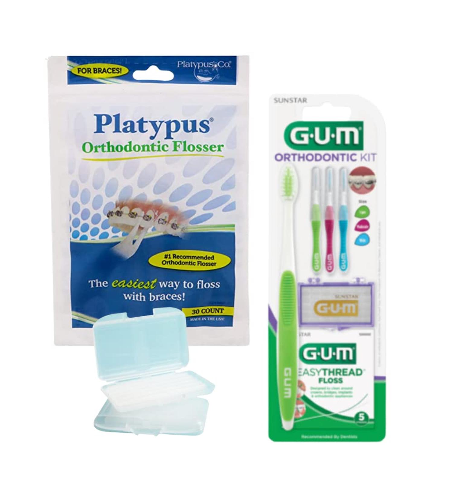 CHEVAUX Orthodontic Bundle Wax  1 Gum 124KK Orthodontic Kit  Toothbrush  3 Proxabrush Sizes  EasyThread Floss  Mint Ortho Wax  and 1 Pack of 30 Platypus Orthodontic Flossers for Braces