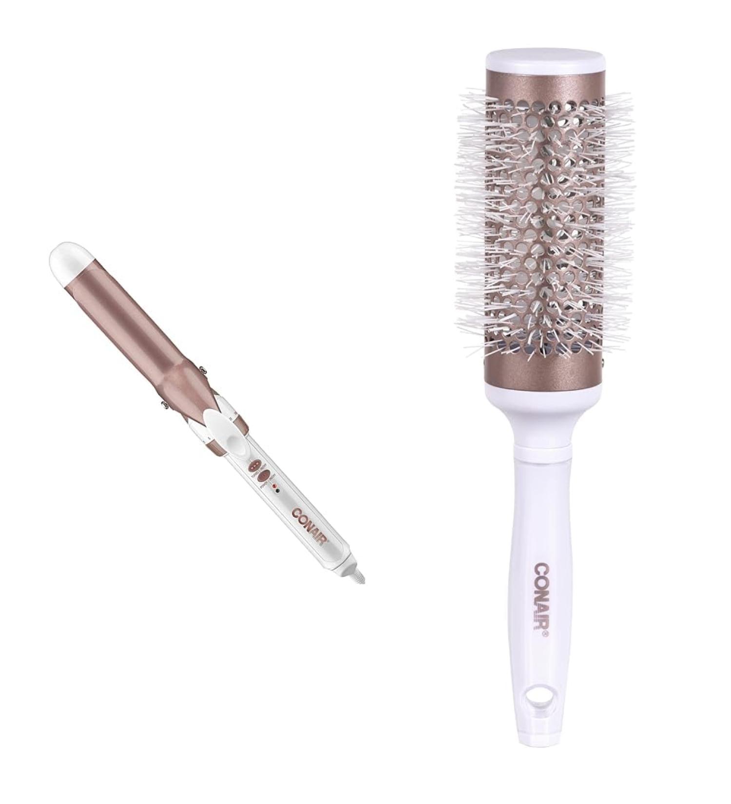 Conair CD702GNC Double Ceramic 1.25" Curling Iron & Double Ceramic Thermal Round Blow Drying Brush For Women Men All Hair Types-Lengths (58778WC -4CT) White - Buy Online on SooperMarket.com