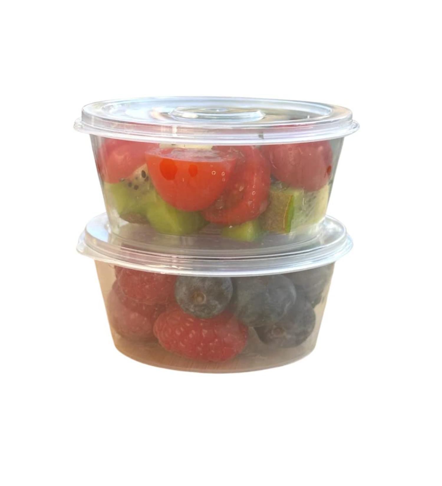 NRLinX 5 oz. Plastic Condiments Containers with Hinged Lids - 50 Sets | Multipurpose Small Sauce Cups for Dip, Dressing, Jello Shots - Buy Online on SooperMarket.com